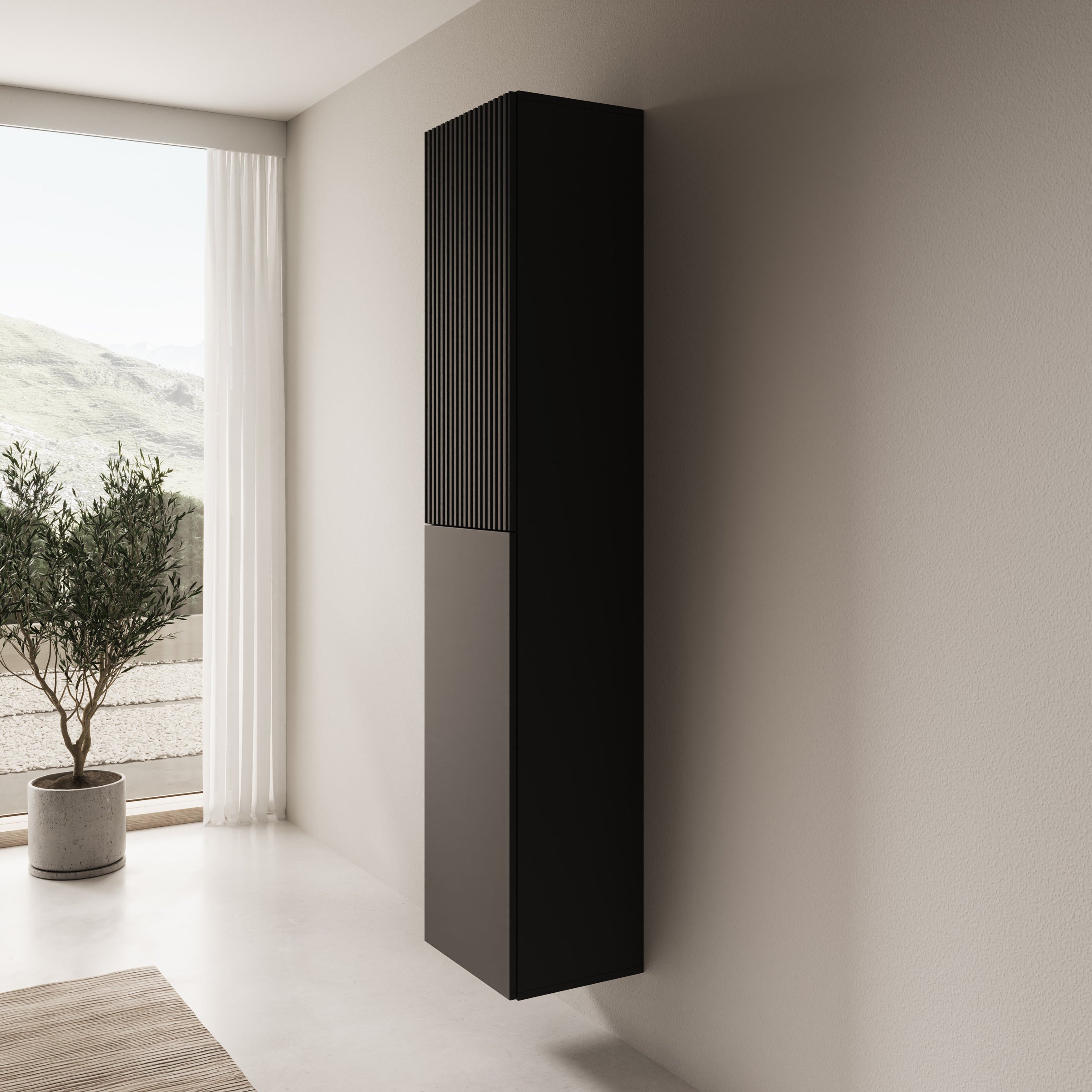 Cruzar - Vitrinekast - Zwart - 40x30x180 cm