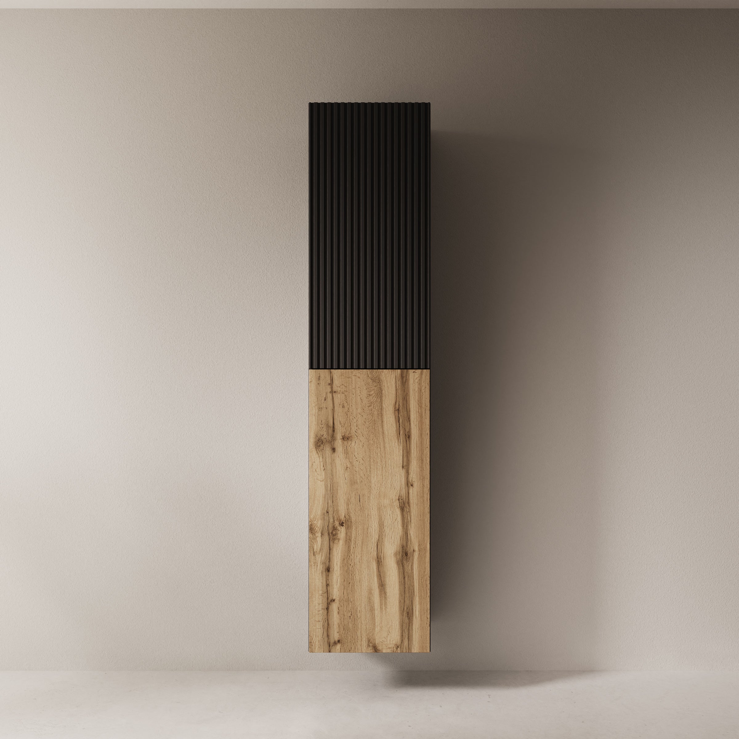 Cruzar - Vitrinekast - Zwart/Eiken - 40x30x180 cm