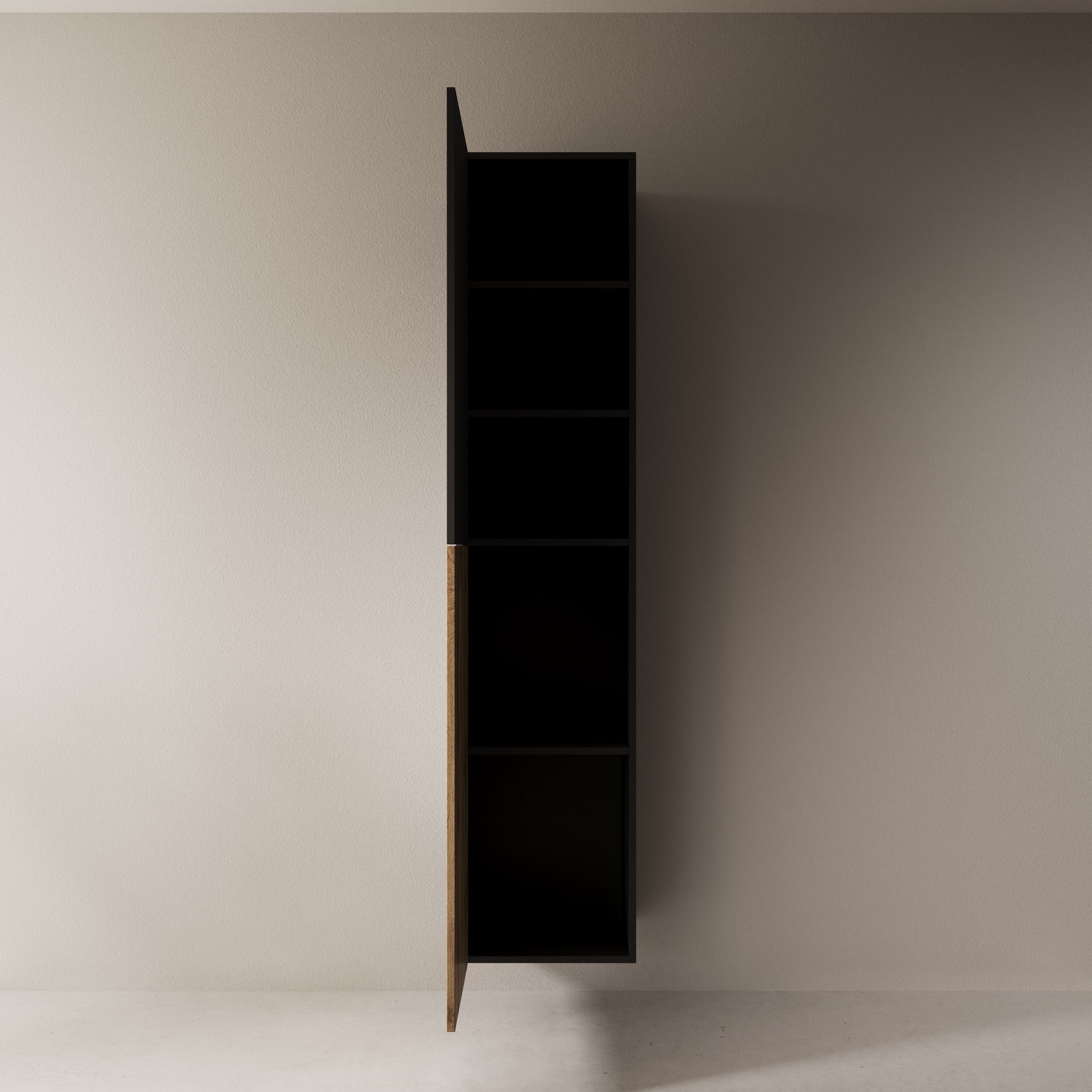 Cruzar - Vitrinekast - Zwart/Eiken - 40x30x180 cm