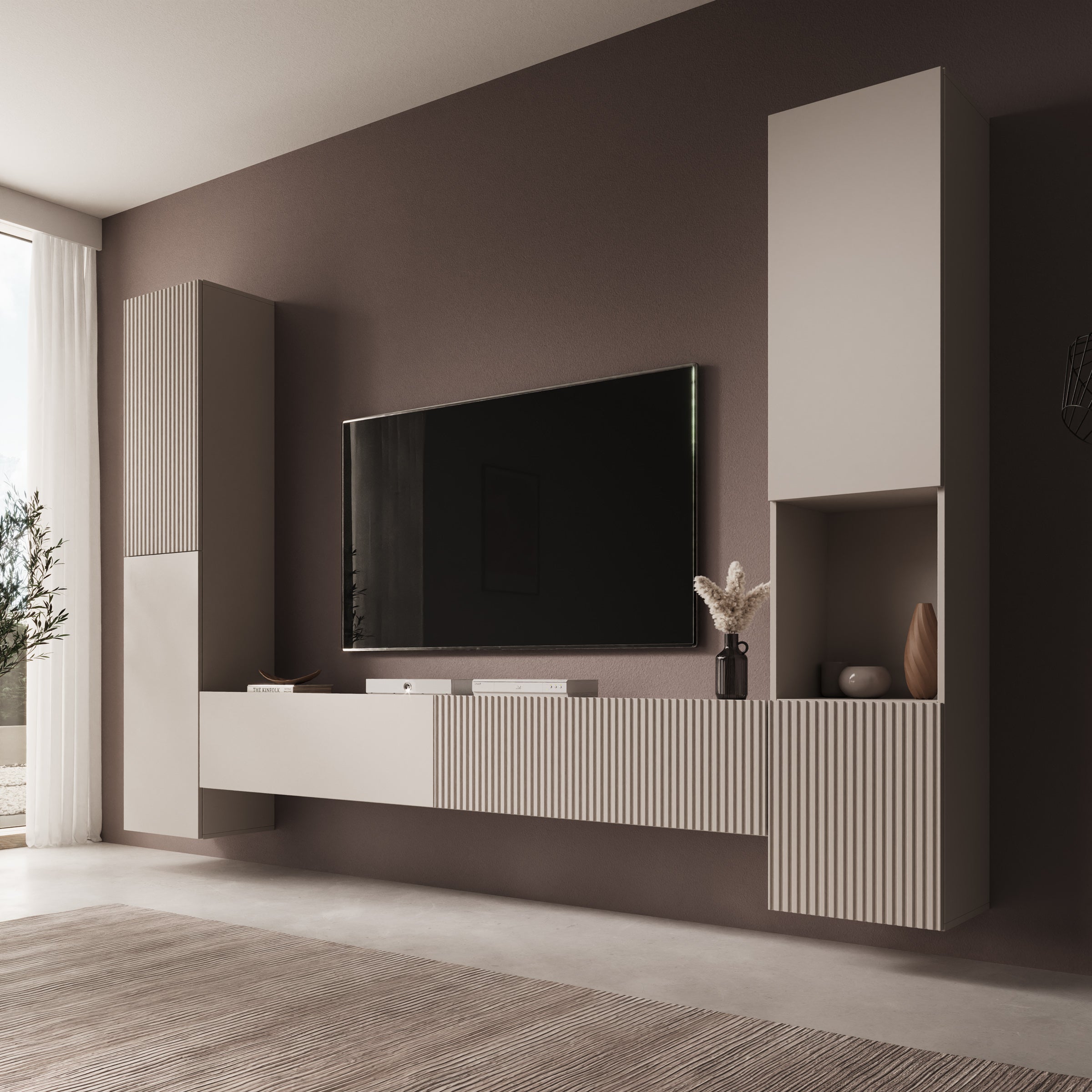 Cruzar - Wandmeubel - Beige - 280x30x180 cm