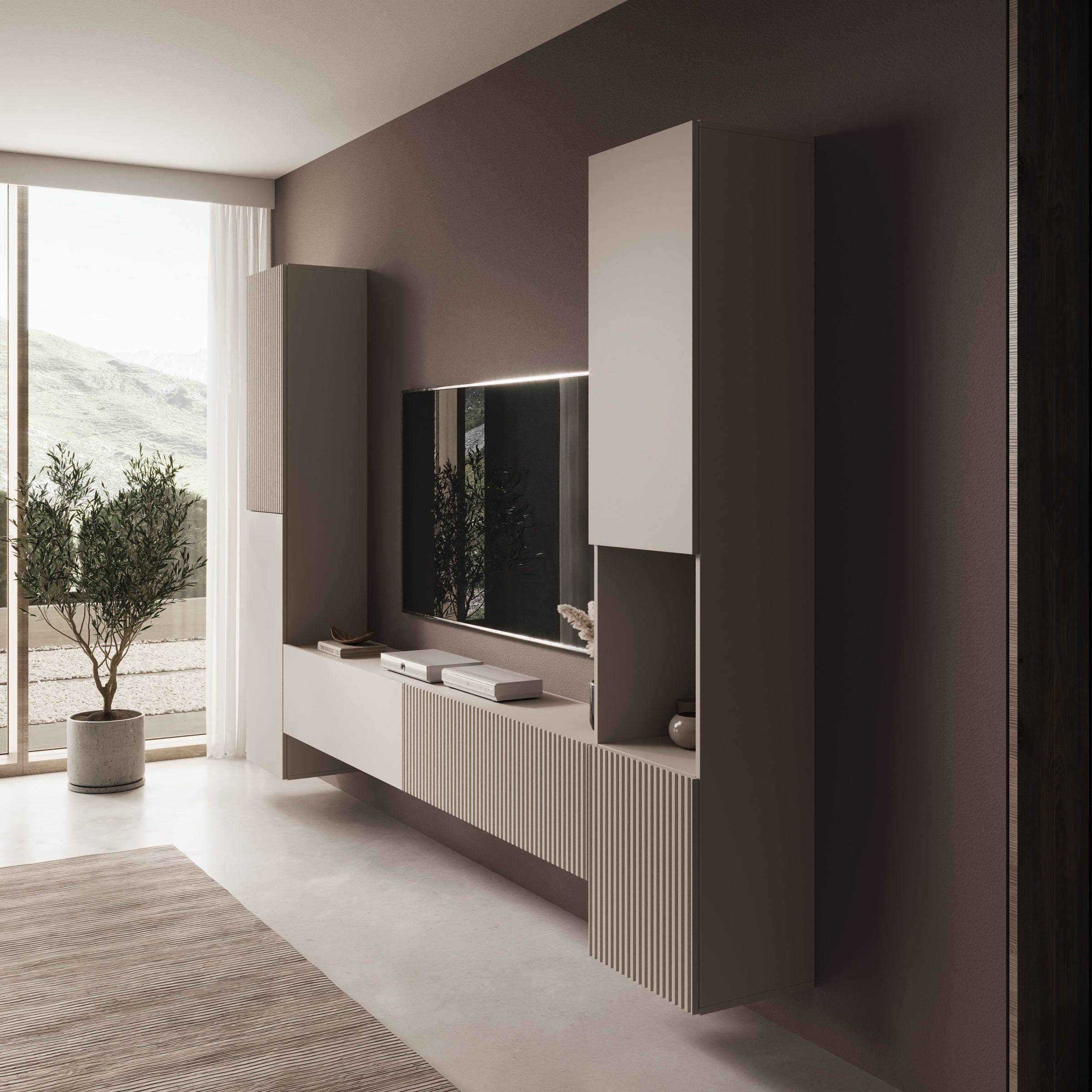 Cruzar - Wandmeubel - Beige - 280x30x180 cm