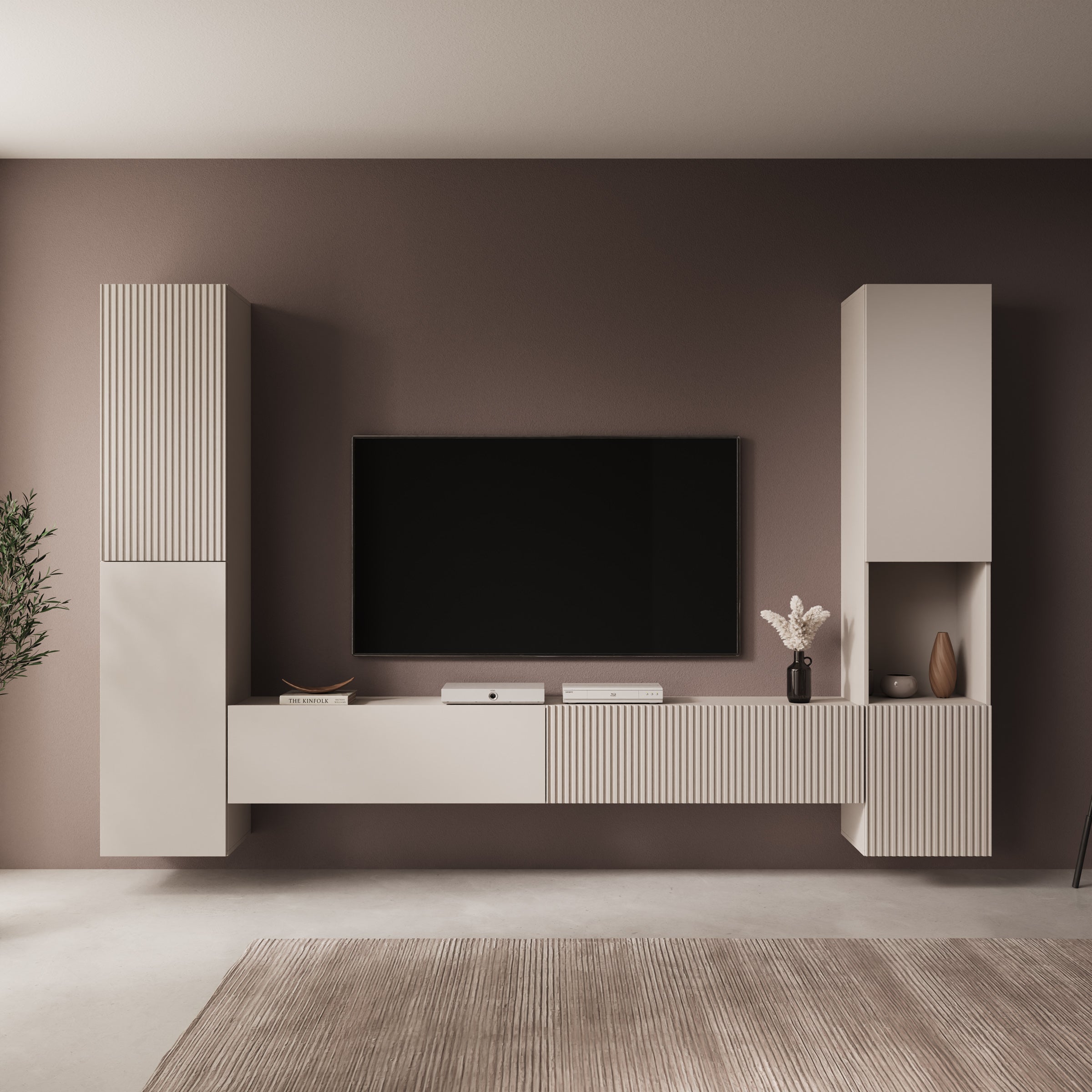 Cruzar - Wandmeubel - Beige - 280x30x180 cm