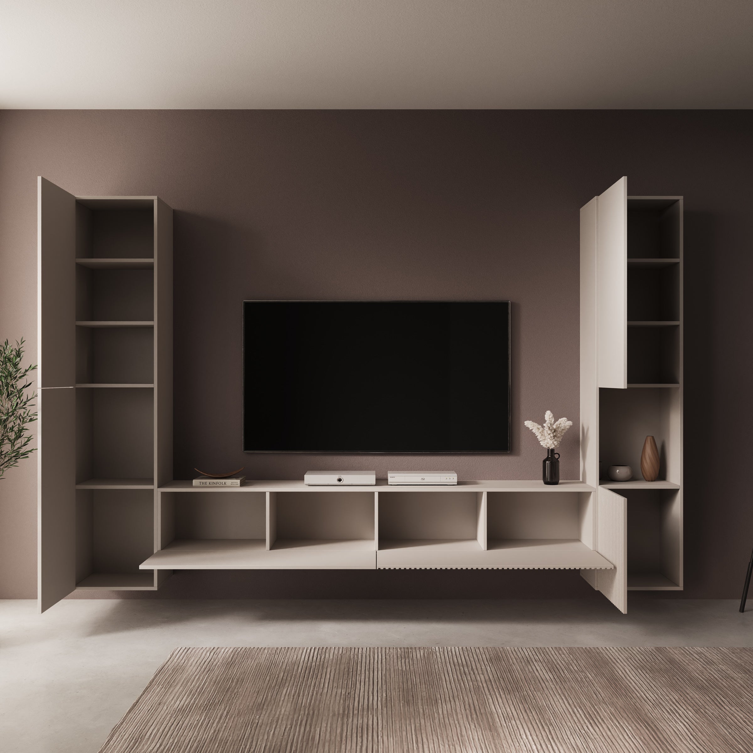 Cruzar - Wandmeubel - Beige - 280x30x180 cm