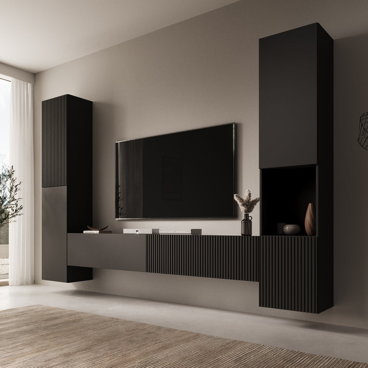 Cruzar - Wandmeubel - Zwart - 280x30x180 cm