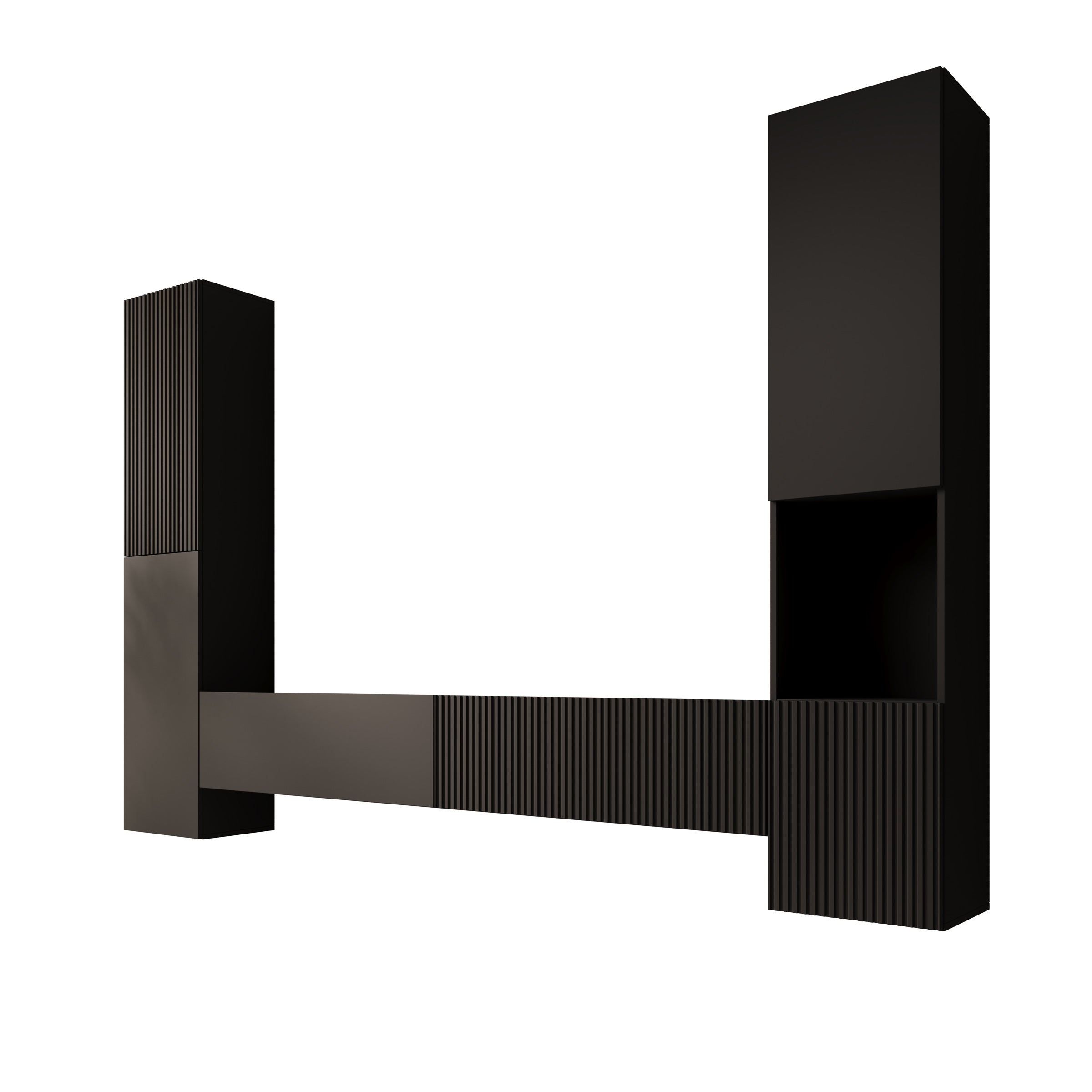 Cruzar - Wandmeubel - Zwart - 280x30x180 cm