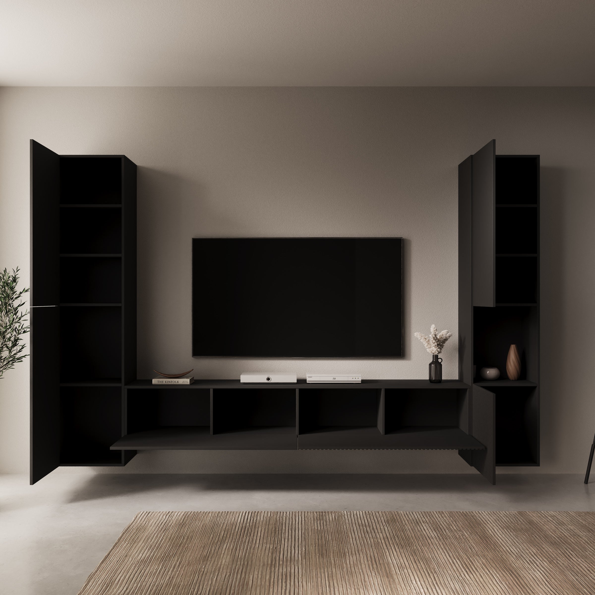 Cruzar - Wandmeubel - Zwart - 280x30x180 cm