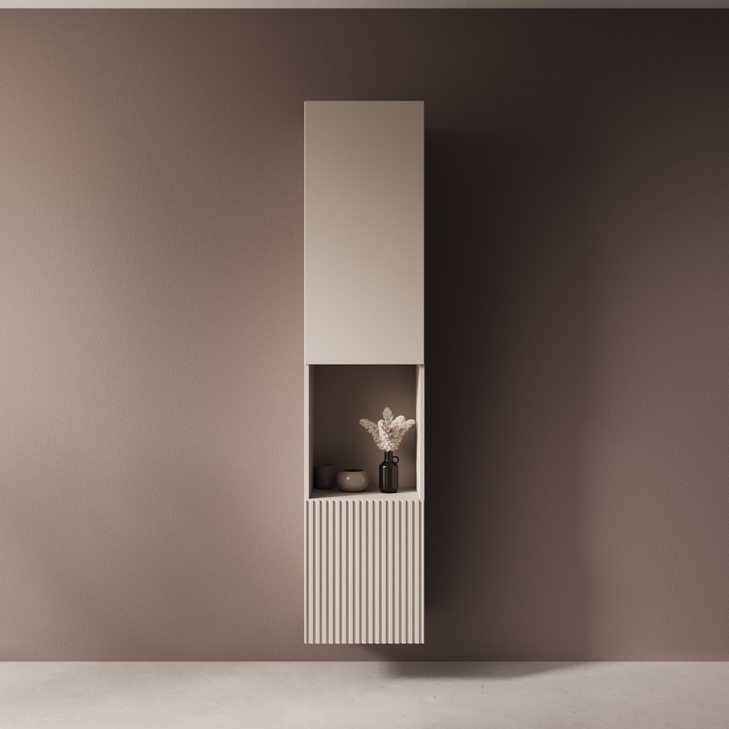 Cruzar 2 - Vitrinekast - Beige - 40x30x180 cm