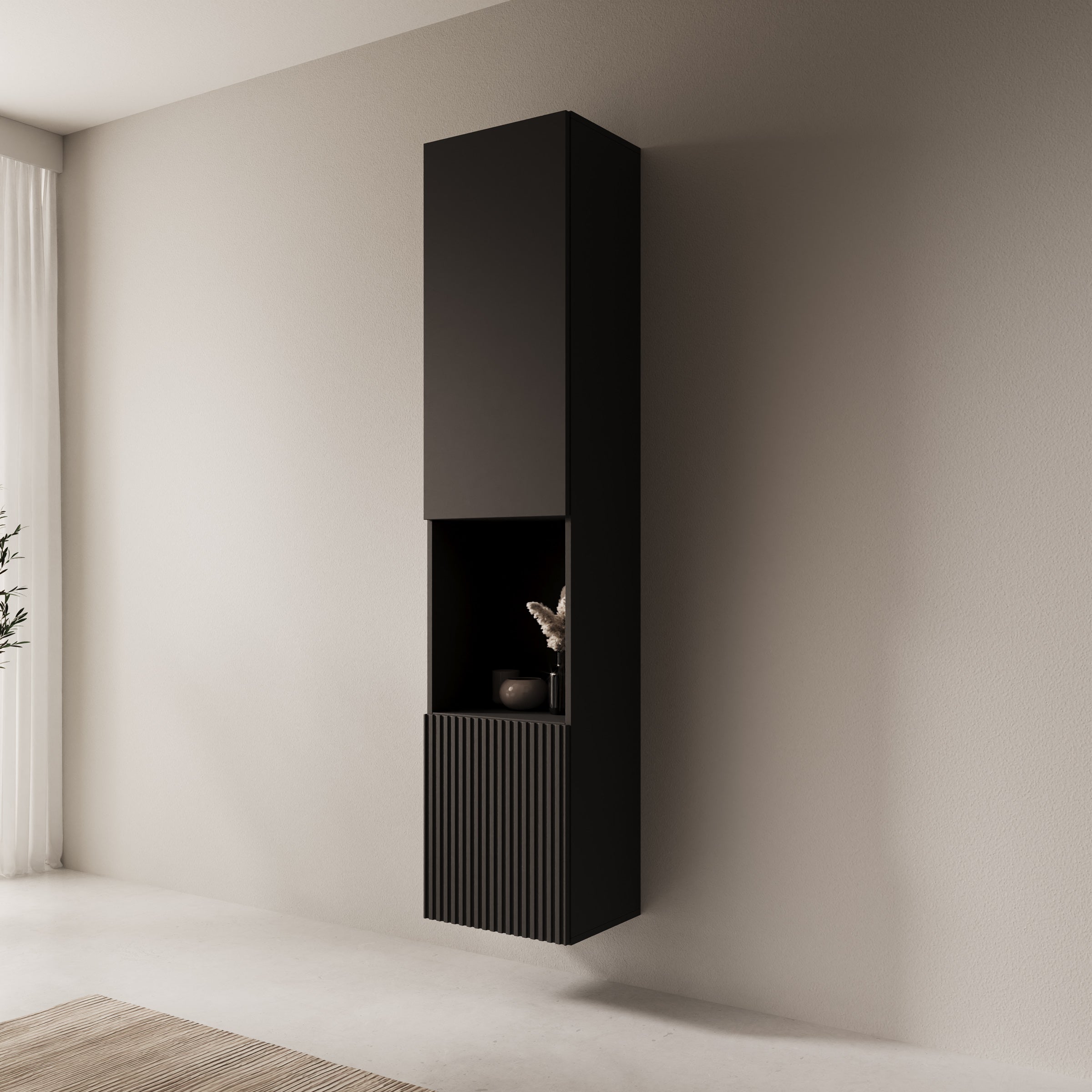 Cruzar 2 - Vitrinekast - Zwart - 40x30x180 cm