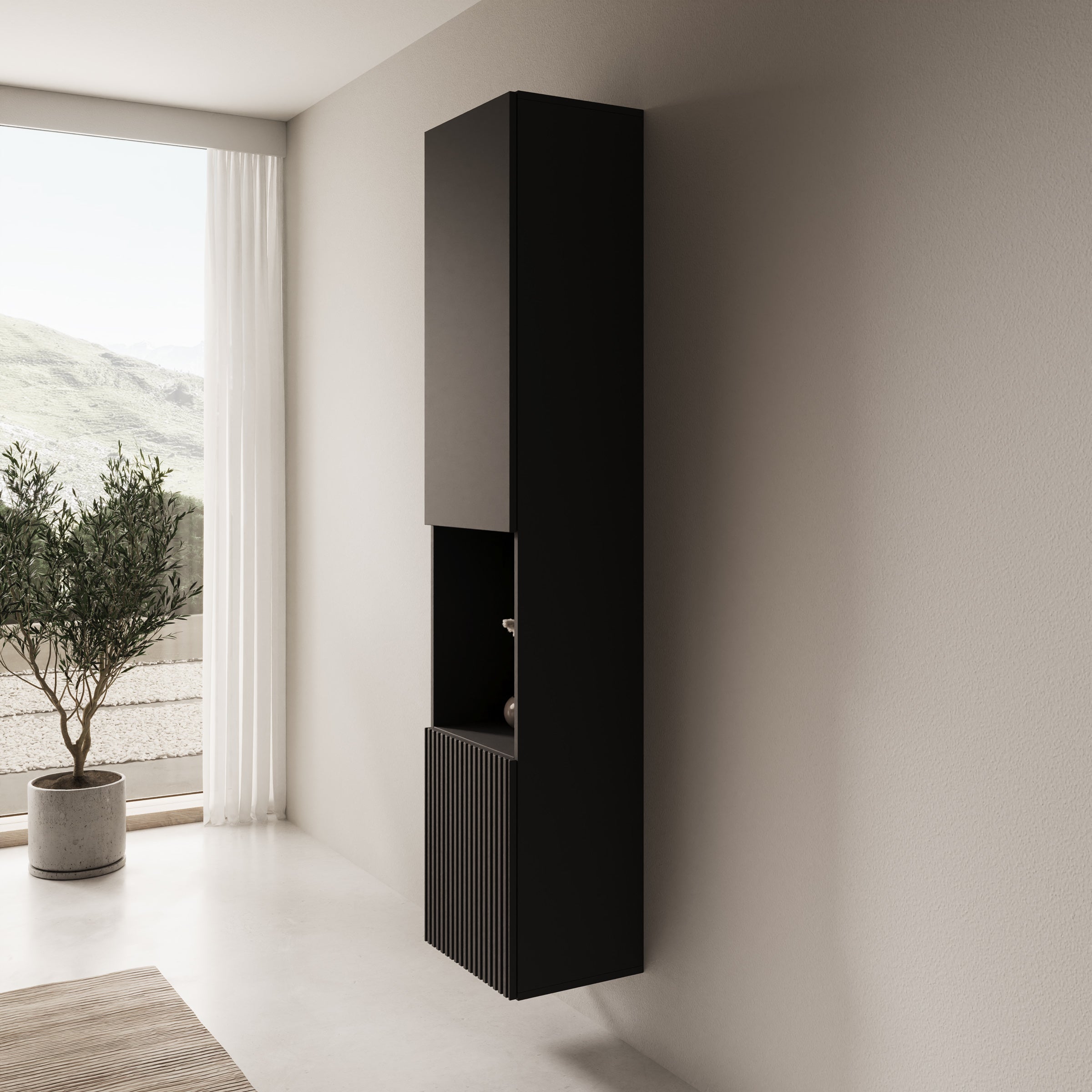 Cruzar 2 - Vitrinekast - Zwart - 40x30x180 cm