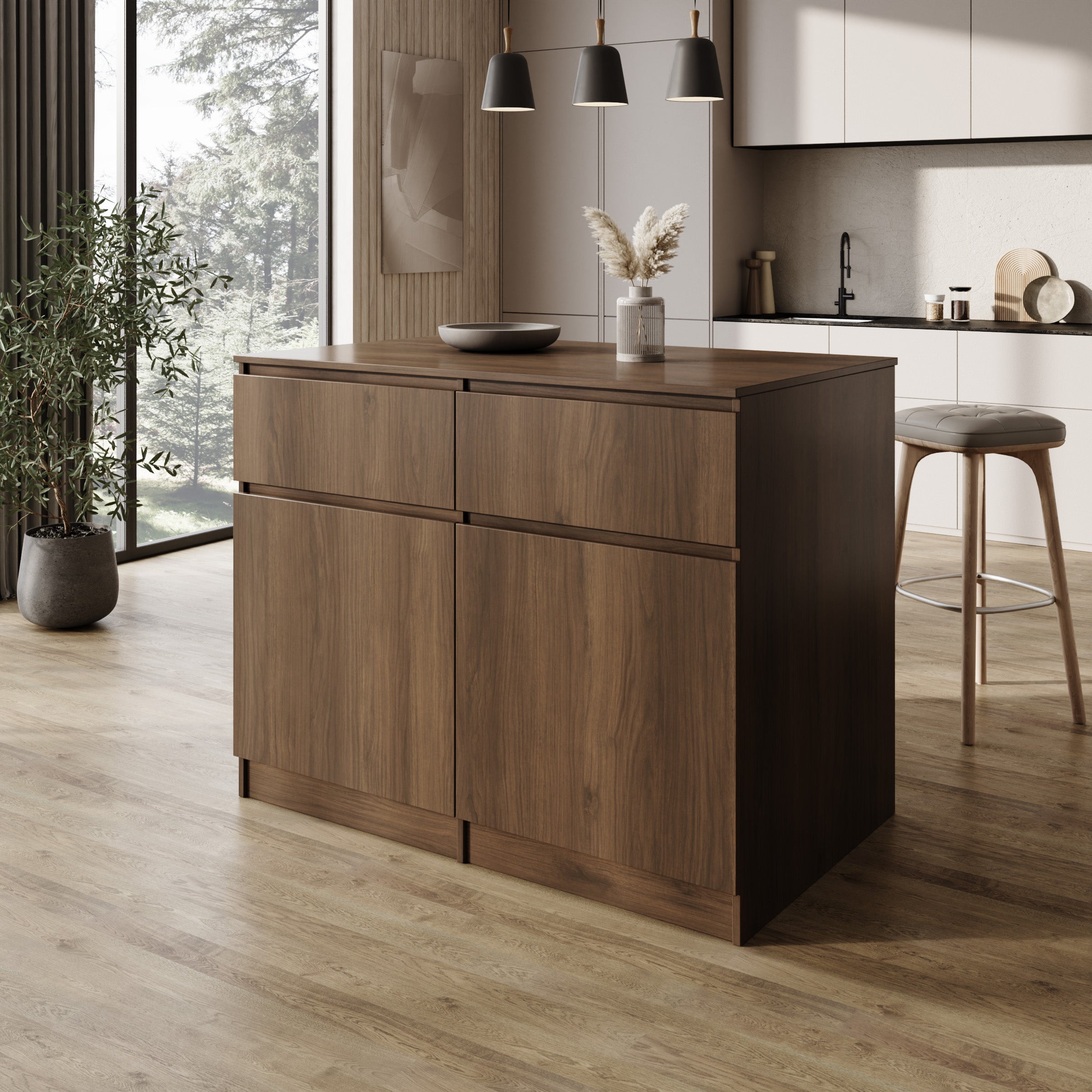 Culla - Keukeneiland - Walnootpatroon - 120x74x95 cm