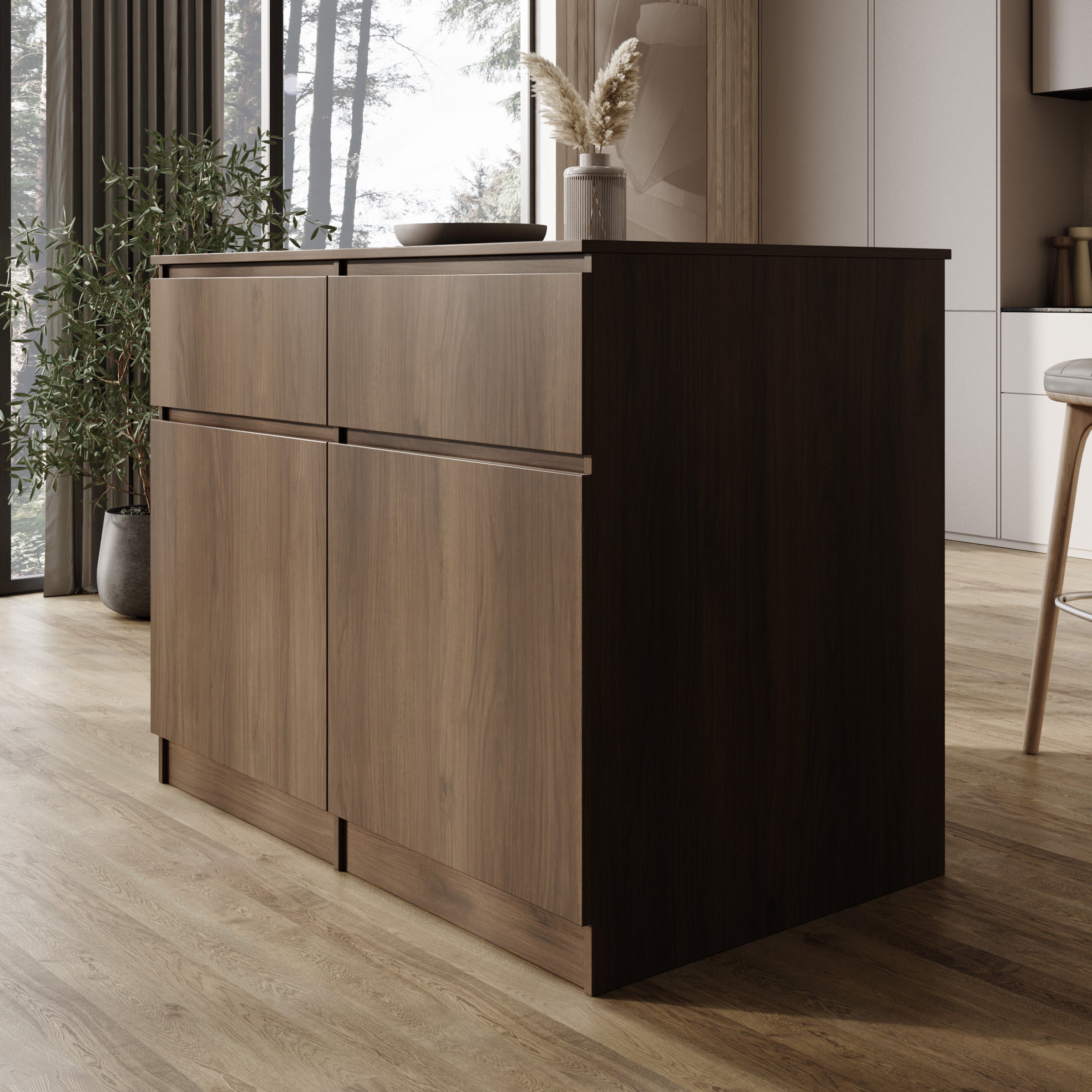 Culla - Keukeneiland - Walnootpatroon - 120x74x95 cm