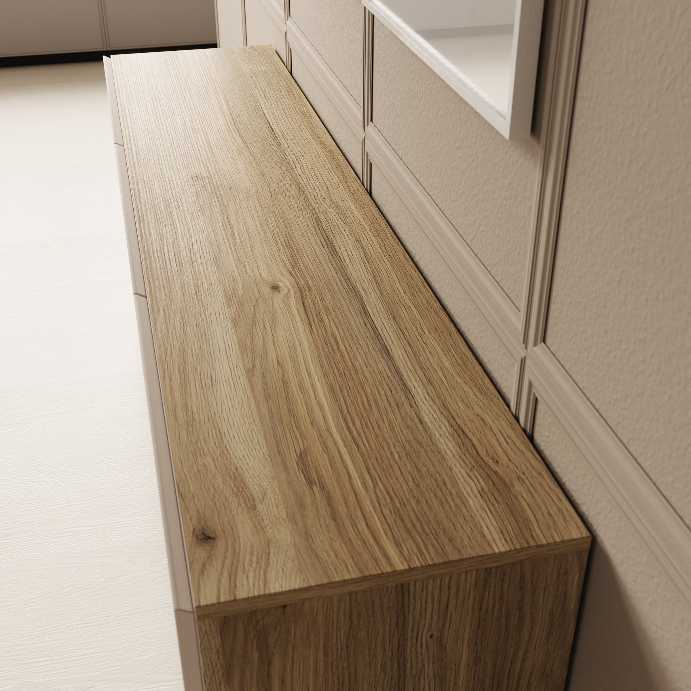 Cumi - Dressoir - Beige/Eikenpatroon - 150x34x64 cm