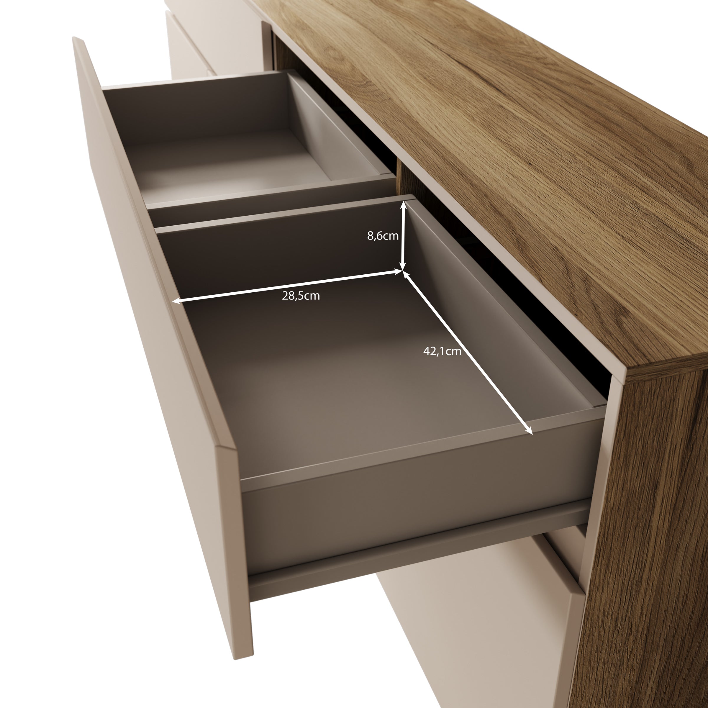 Cumi - Dressoir - Beige/Eikenpatroon - 200x34x64 cm