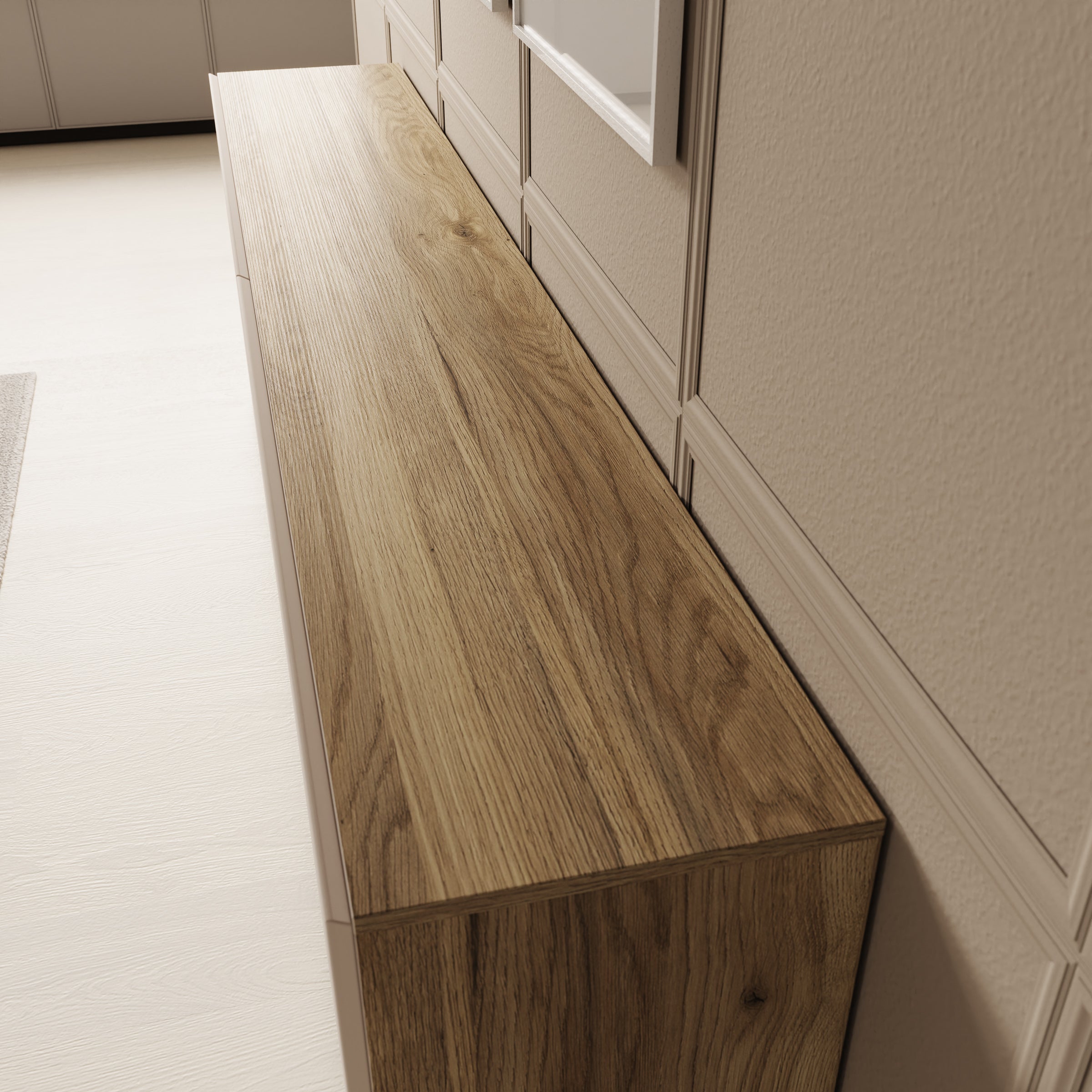 Cumi - Dressoir - Beige/Eikenpatroon - 200x34x64 cm