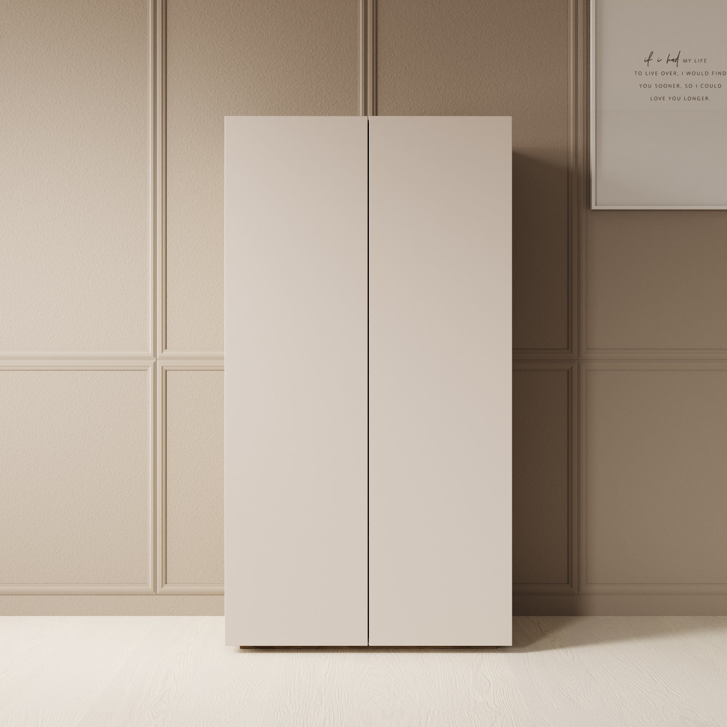 Cumi - Schoenenkast - Beige/Eikenpatroon - 70x34x130 cm