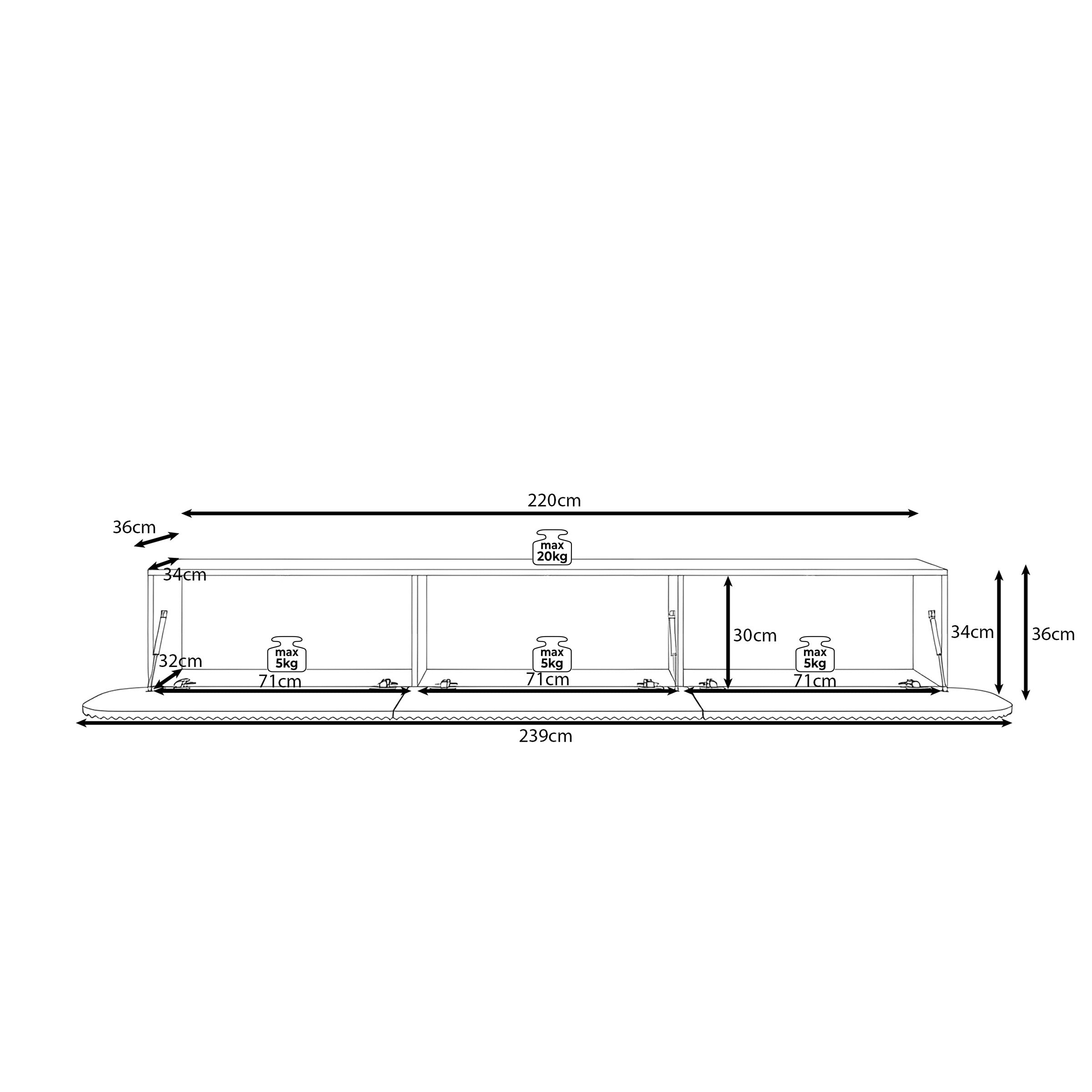 Cunucu - TV-Meubel - Beige - 220x36x36 cm