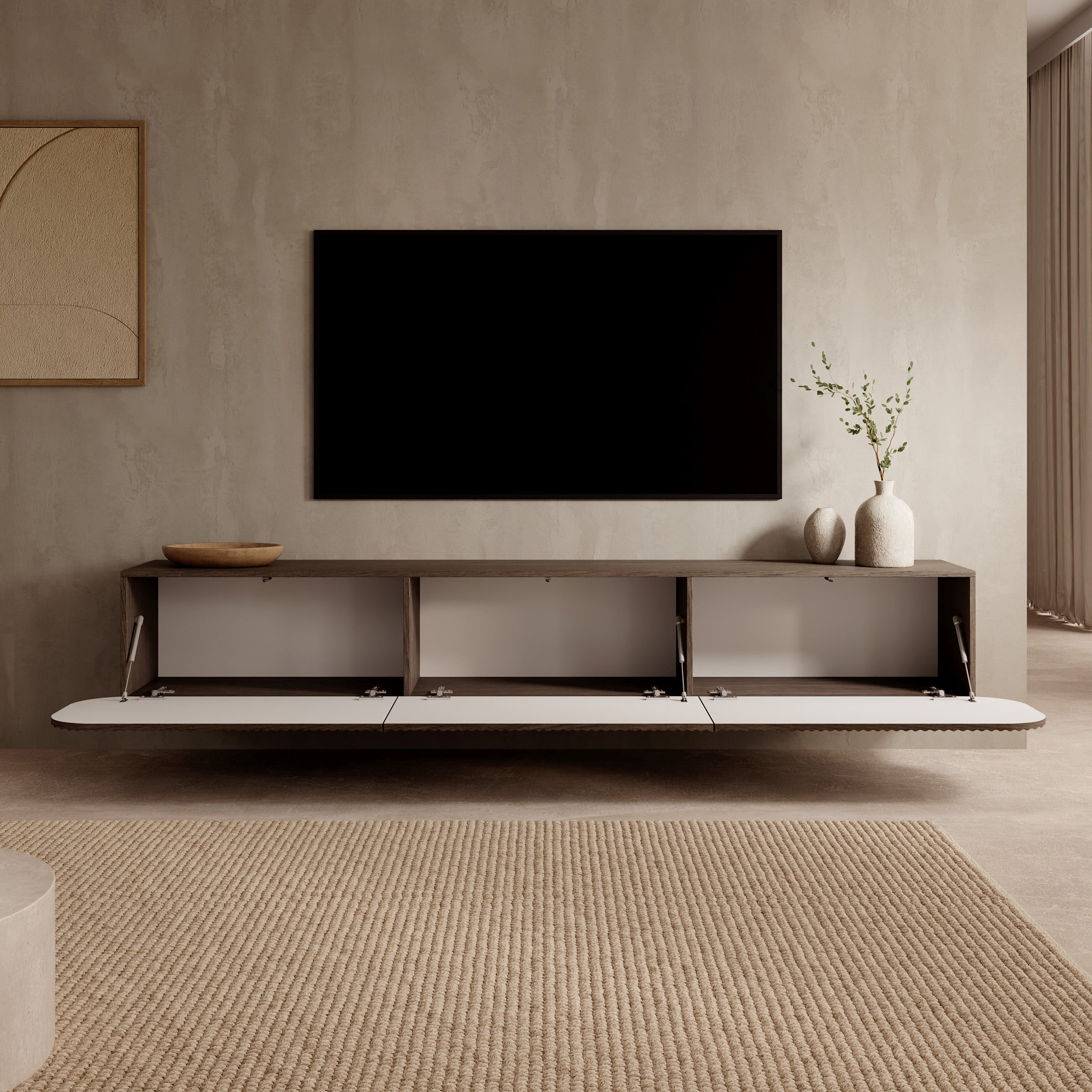 Cunucu - TV-Meubel - Walnootpatroon - 220x36x36 cm