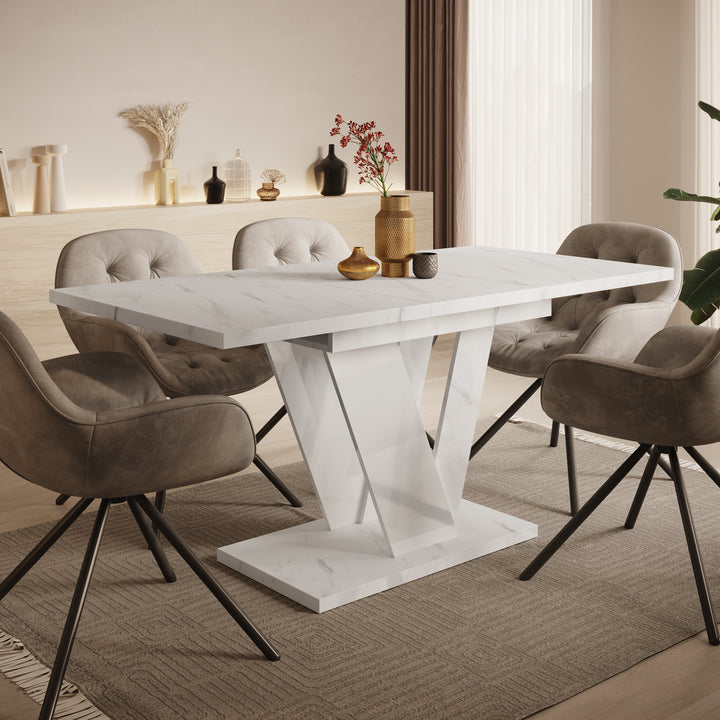 Dayman - Eetkamertafel - Wit/marmerlook - 120x80x76 cm