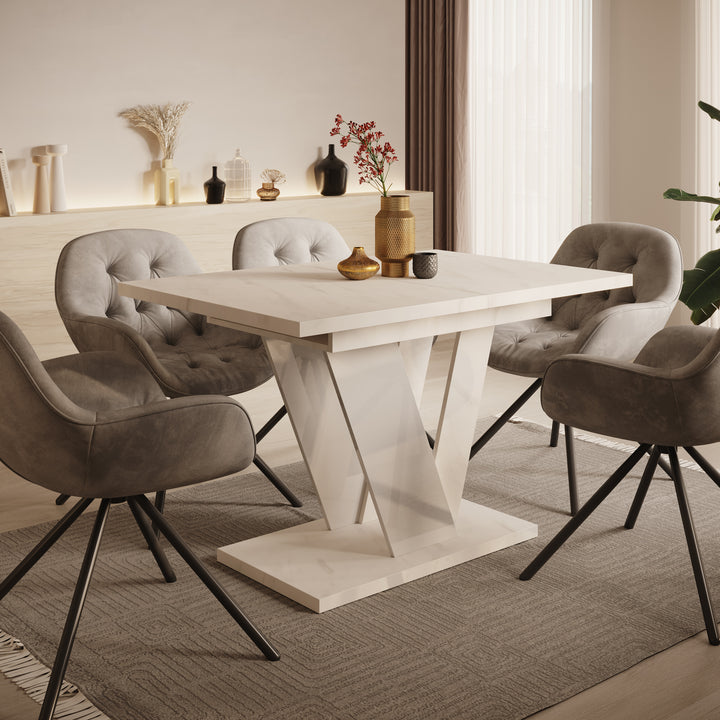 Dayman - Eetkamertafel - Wit/marmerlook