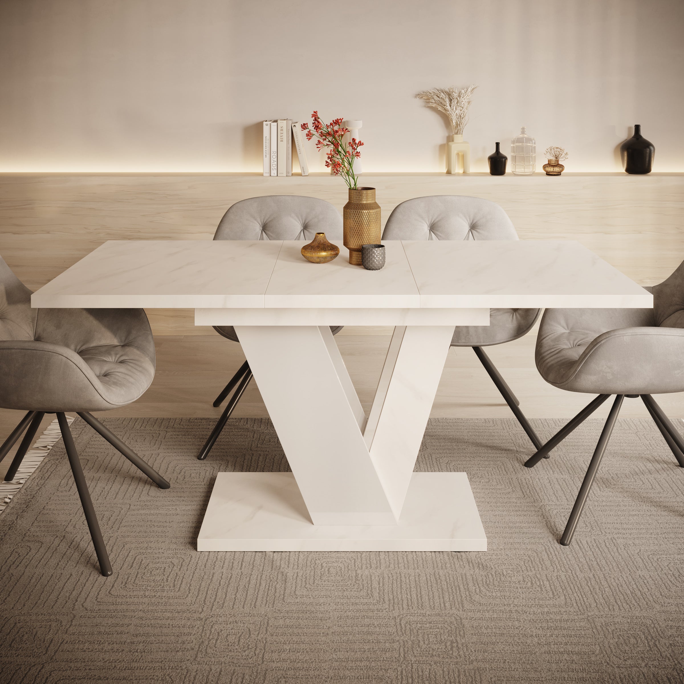 Dayman - Eetkamertafel - Wit/marmerlook