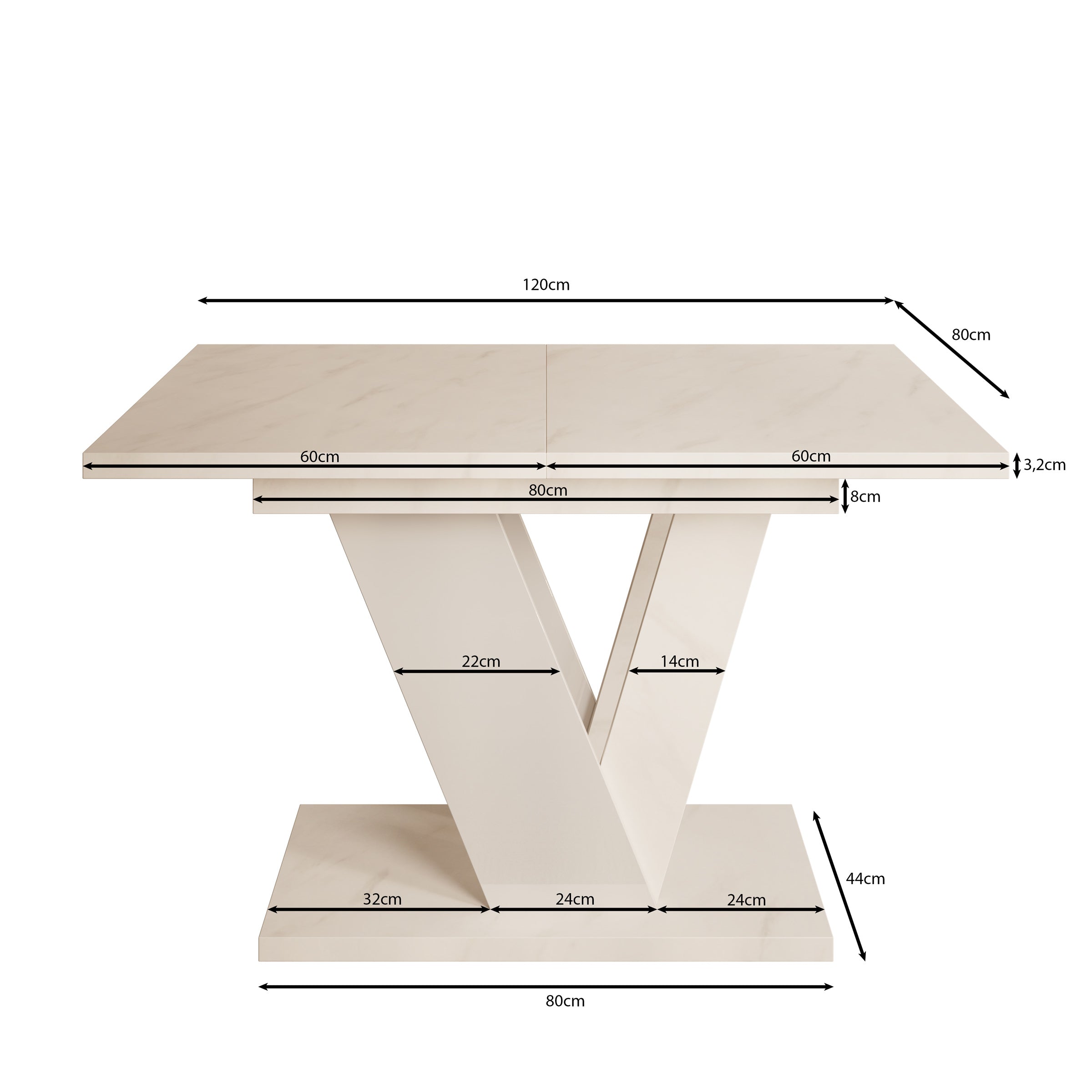 Dayman - Eetkamertafel - Zwart/marmerlook