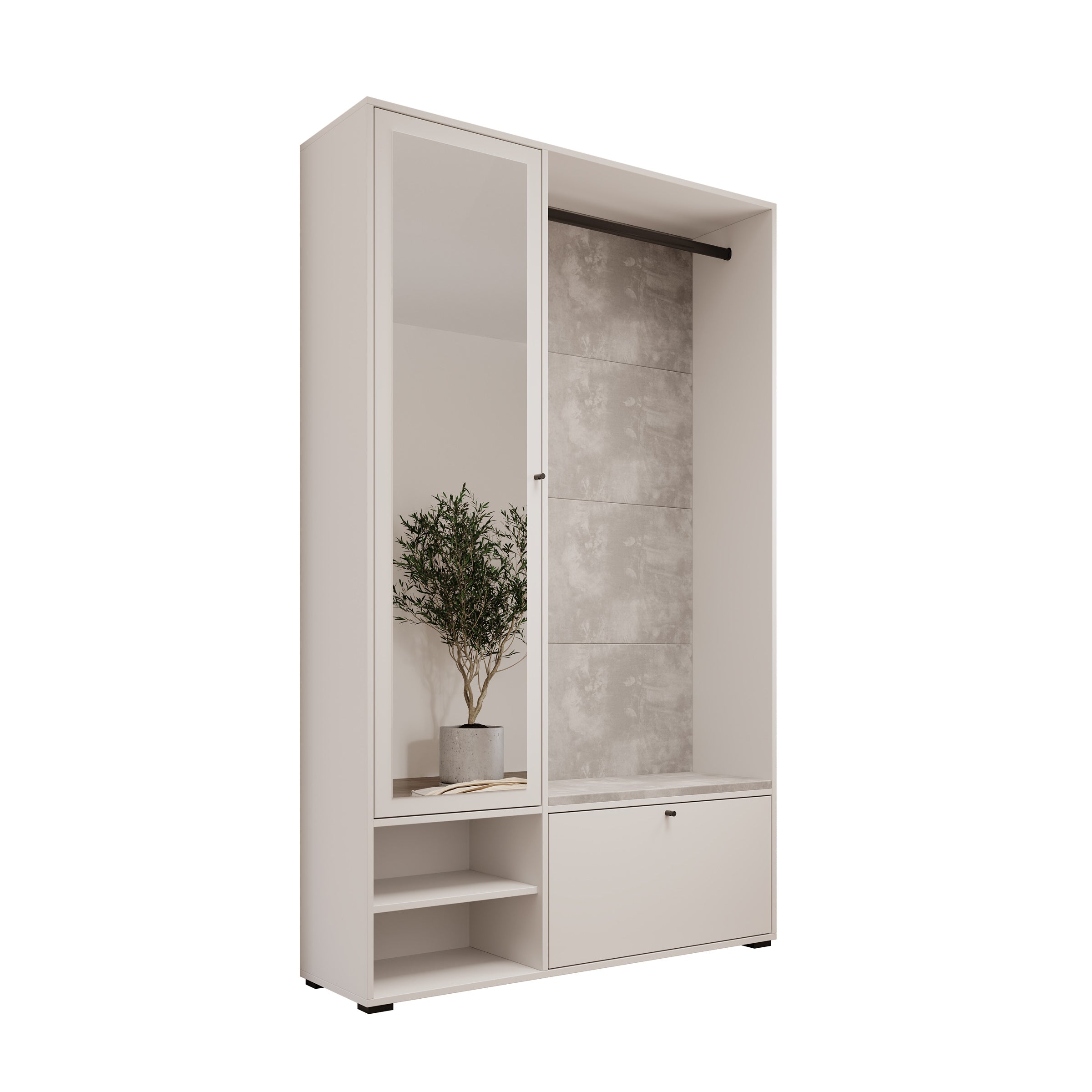 Deacon - Halkast 1 deur - Wit - 117x33x190 cm