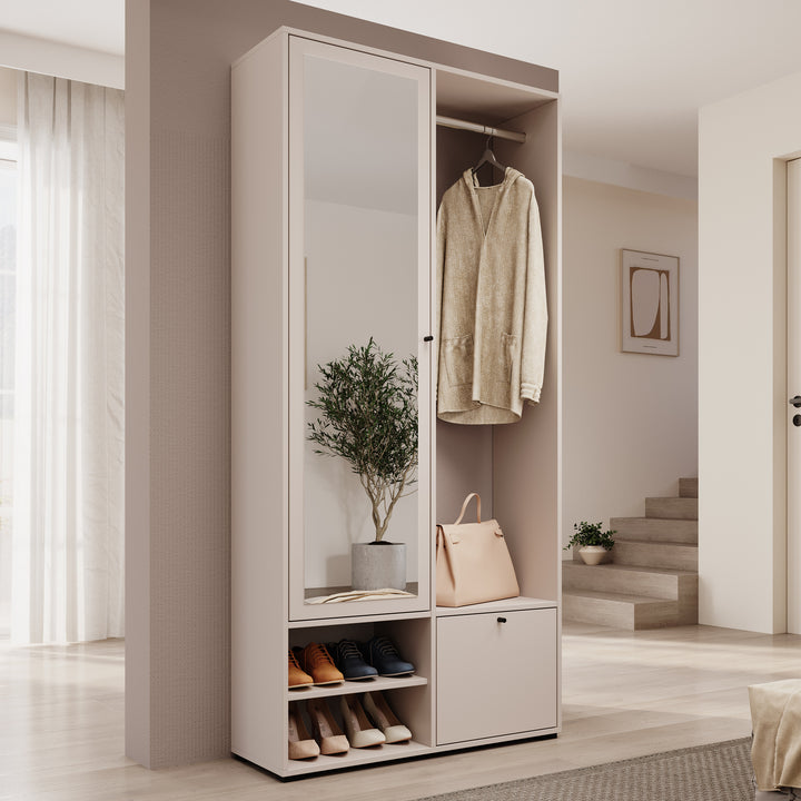 Deacon - Halkast met 2 deuren - Beige - 90x33x190 cm