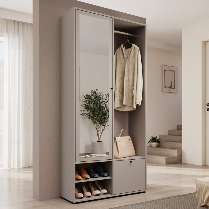 Deacon - Halkast met 2 deuren - Grijs - 90x33x190 cm