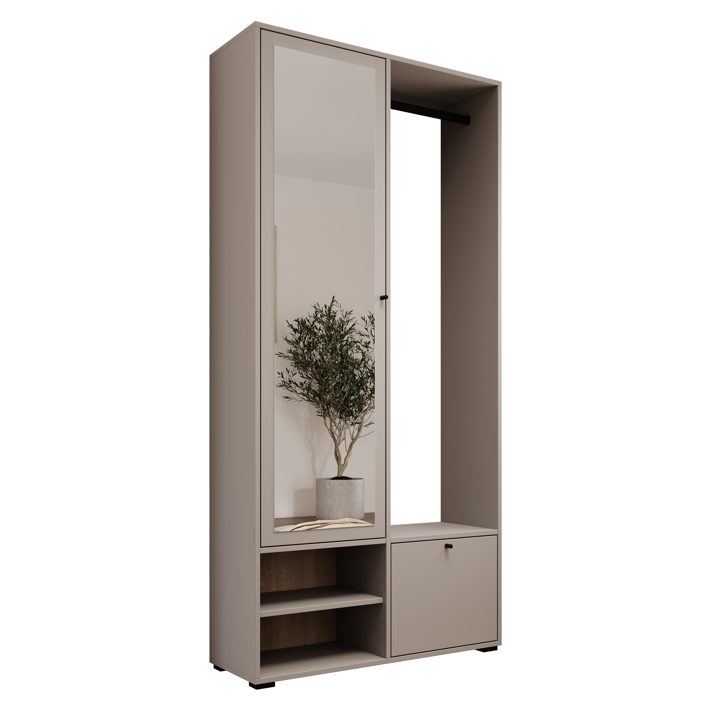 Deacon - Halkast met 2 deuren - Grijs - 90x33x190 cm