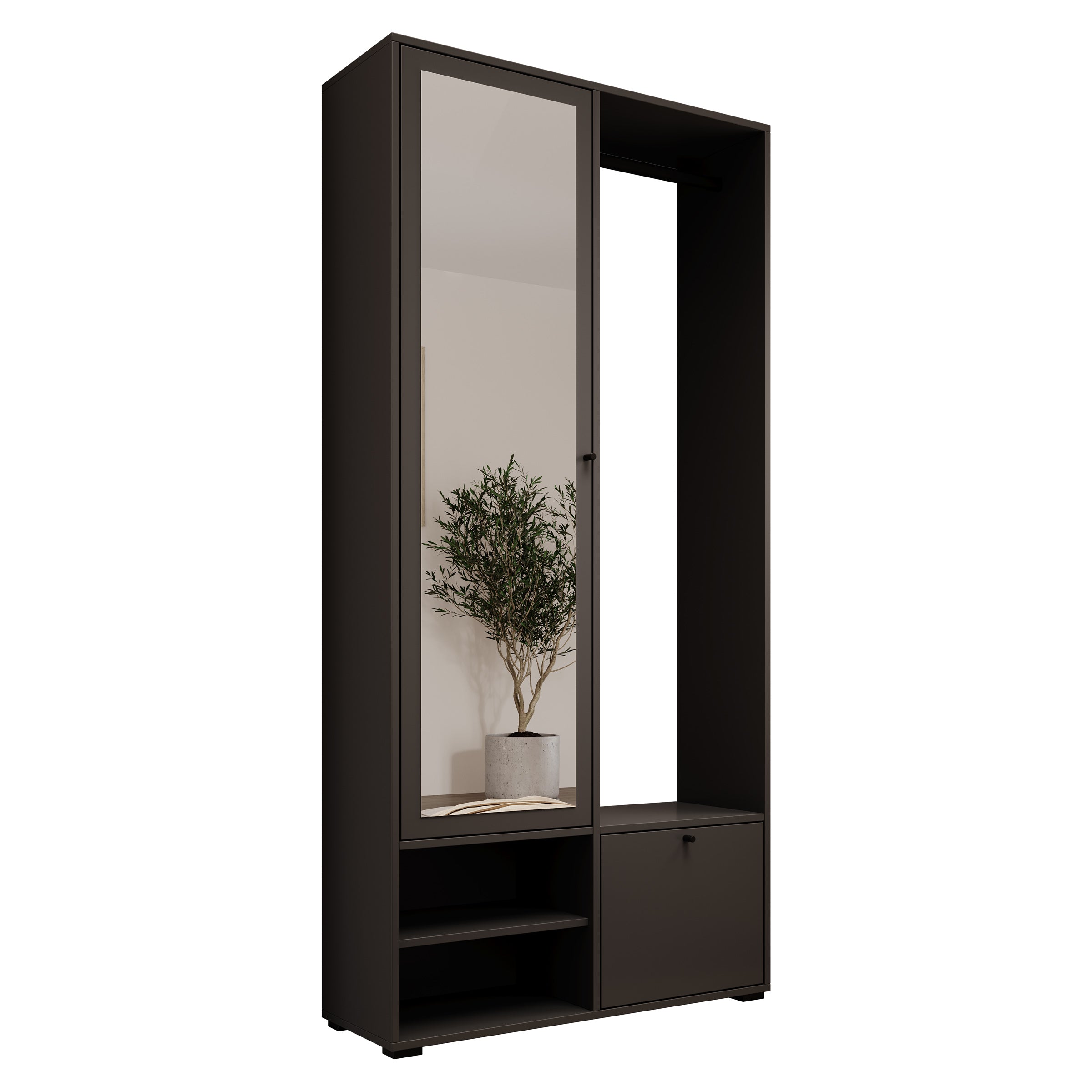 Deacon - Halkast met 2 deuren - Zwart - 90x33x190 cm