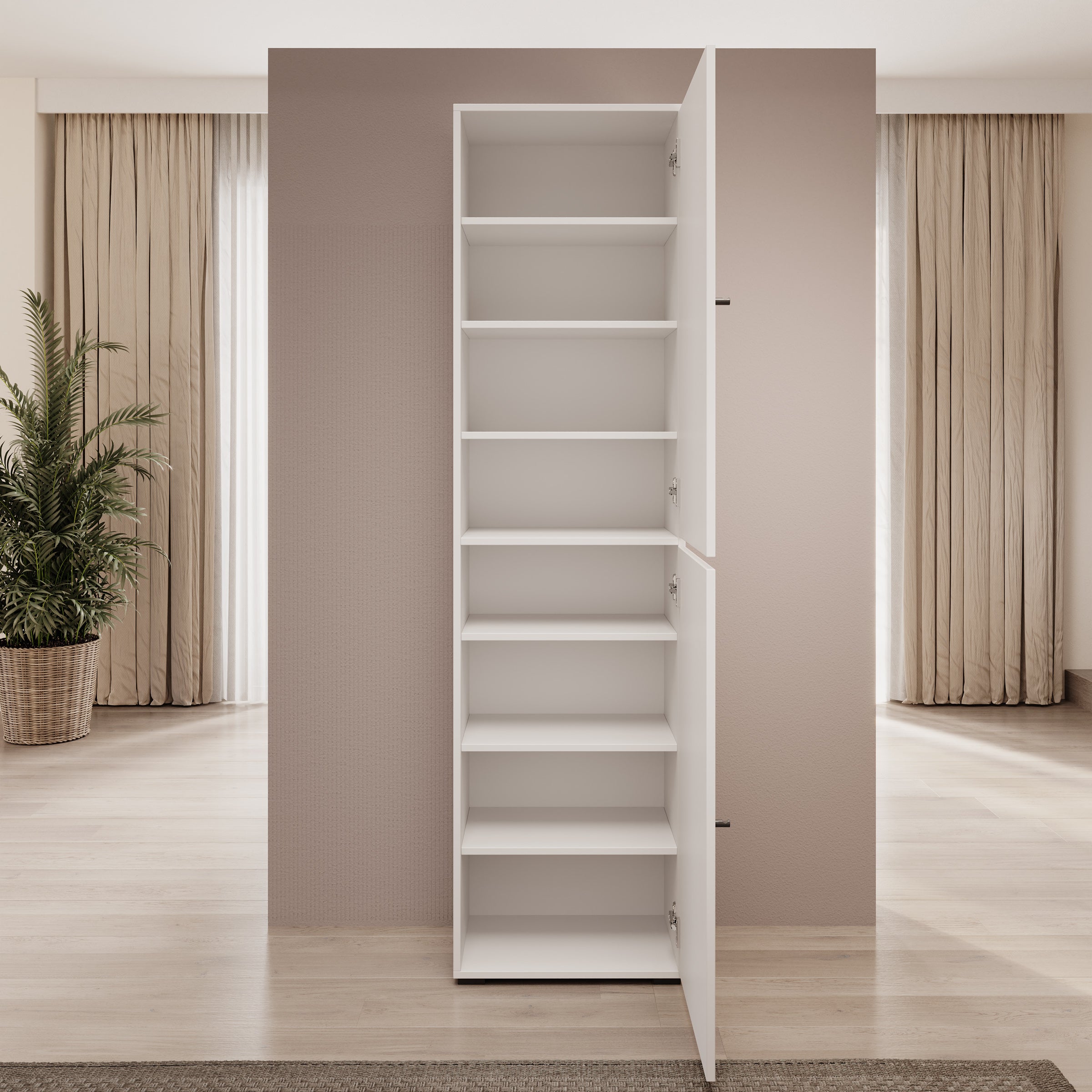 Deacon - Schoenenkast - Wit - 50x33x190 cm