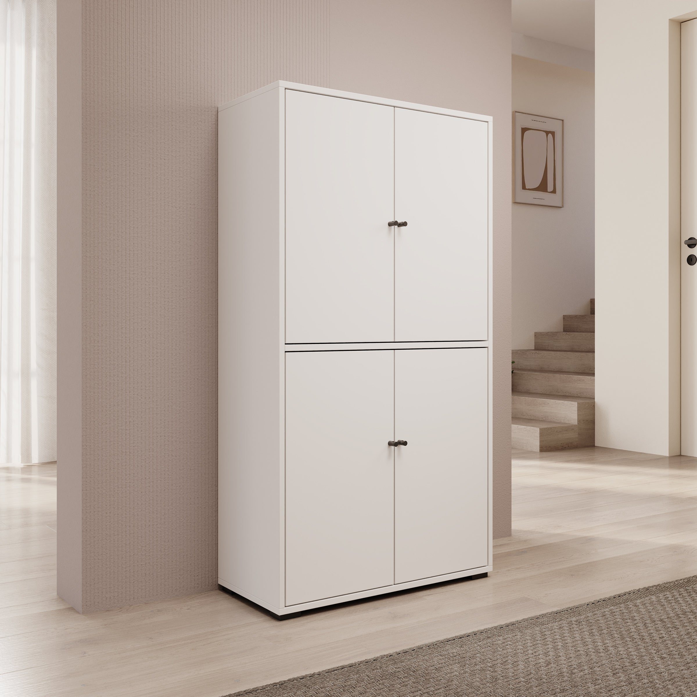 Deacon - Schoenenkast - Wit - 70x33x131 cm