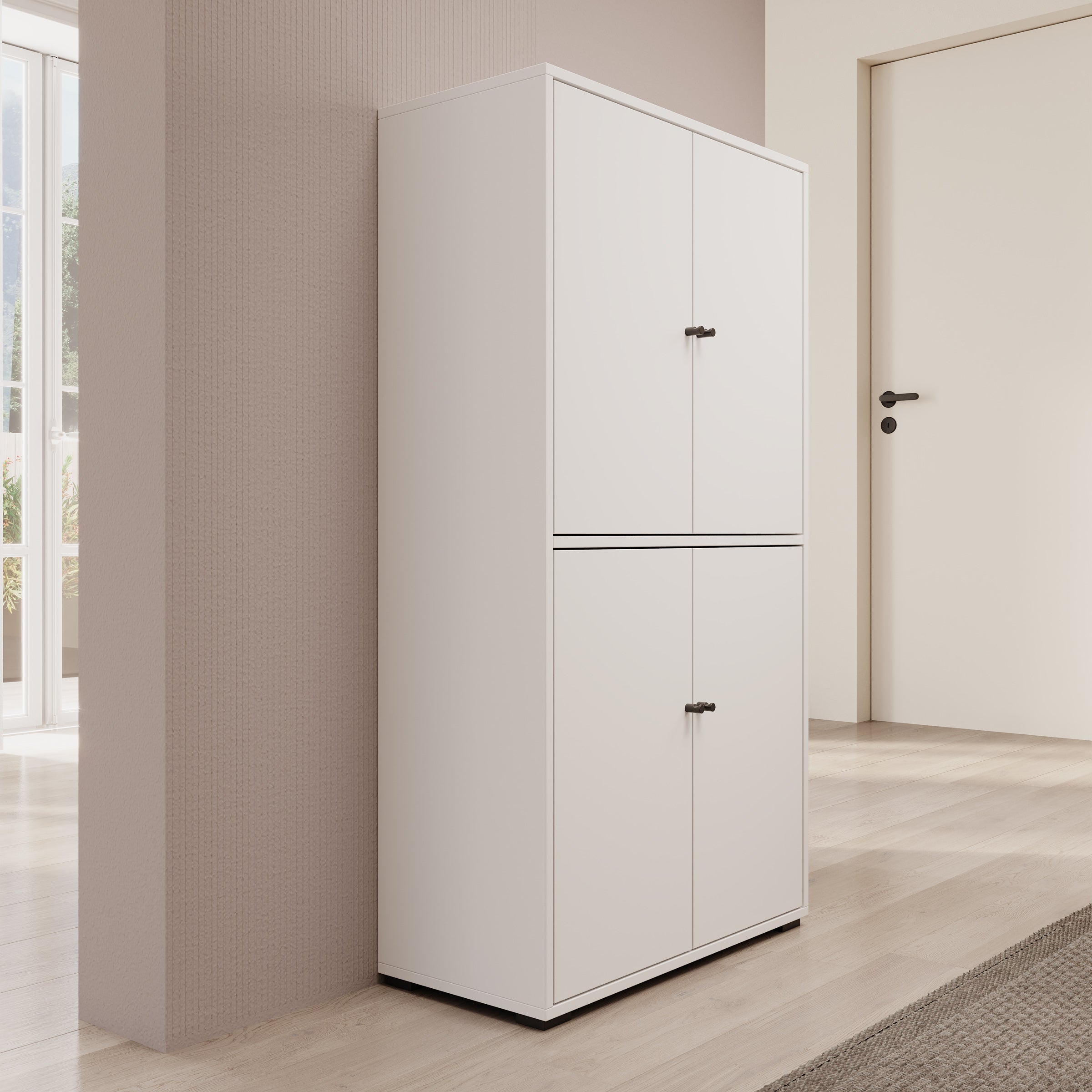 Deacon - Schoenenkast - Wit - 70x33x131 cm