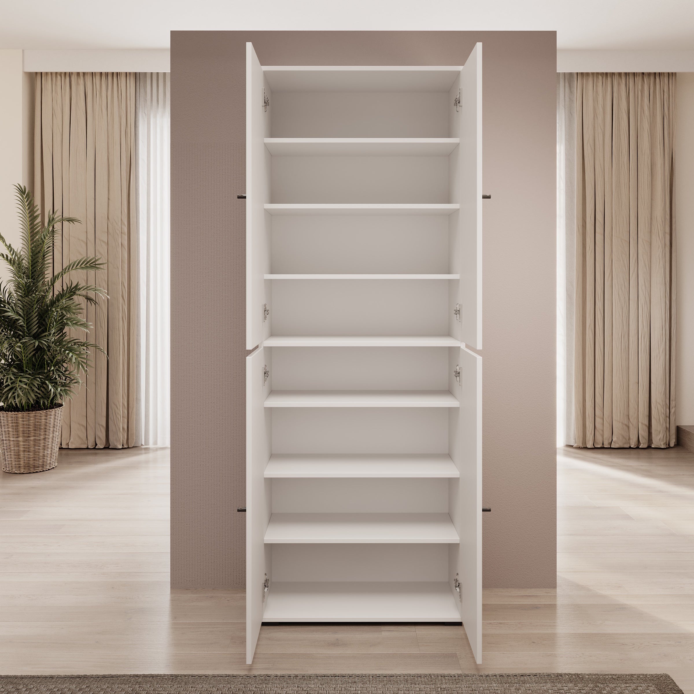 Deacon - Schoenenkast - Wit - 70x33x190 cm