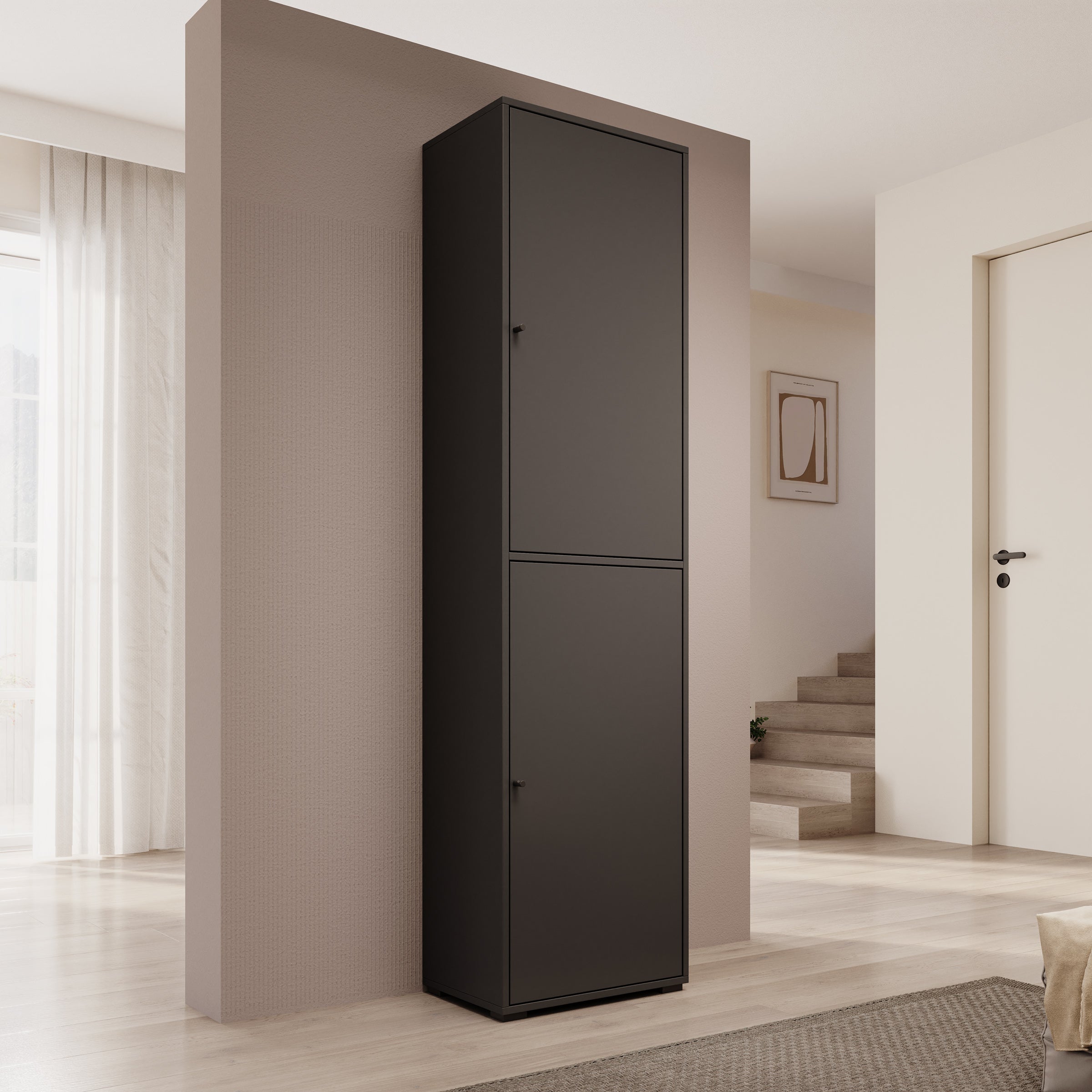 Deacon - Schoenenkast - Zwart - 50x33x190 cm