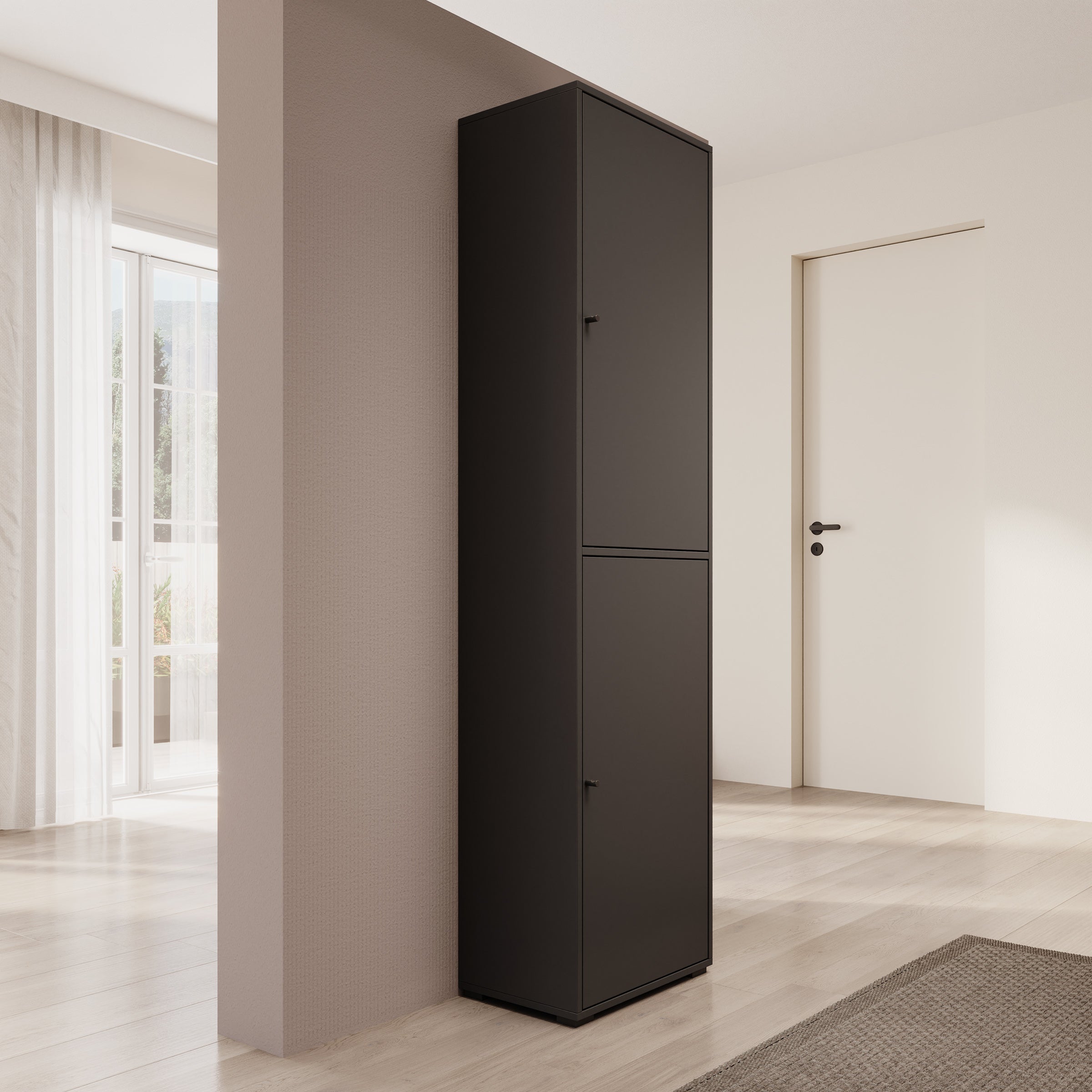Deacon - Schoenenkast - Zwart - 50x33x190 cm