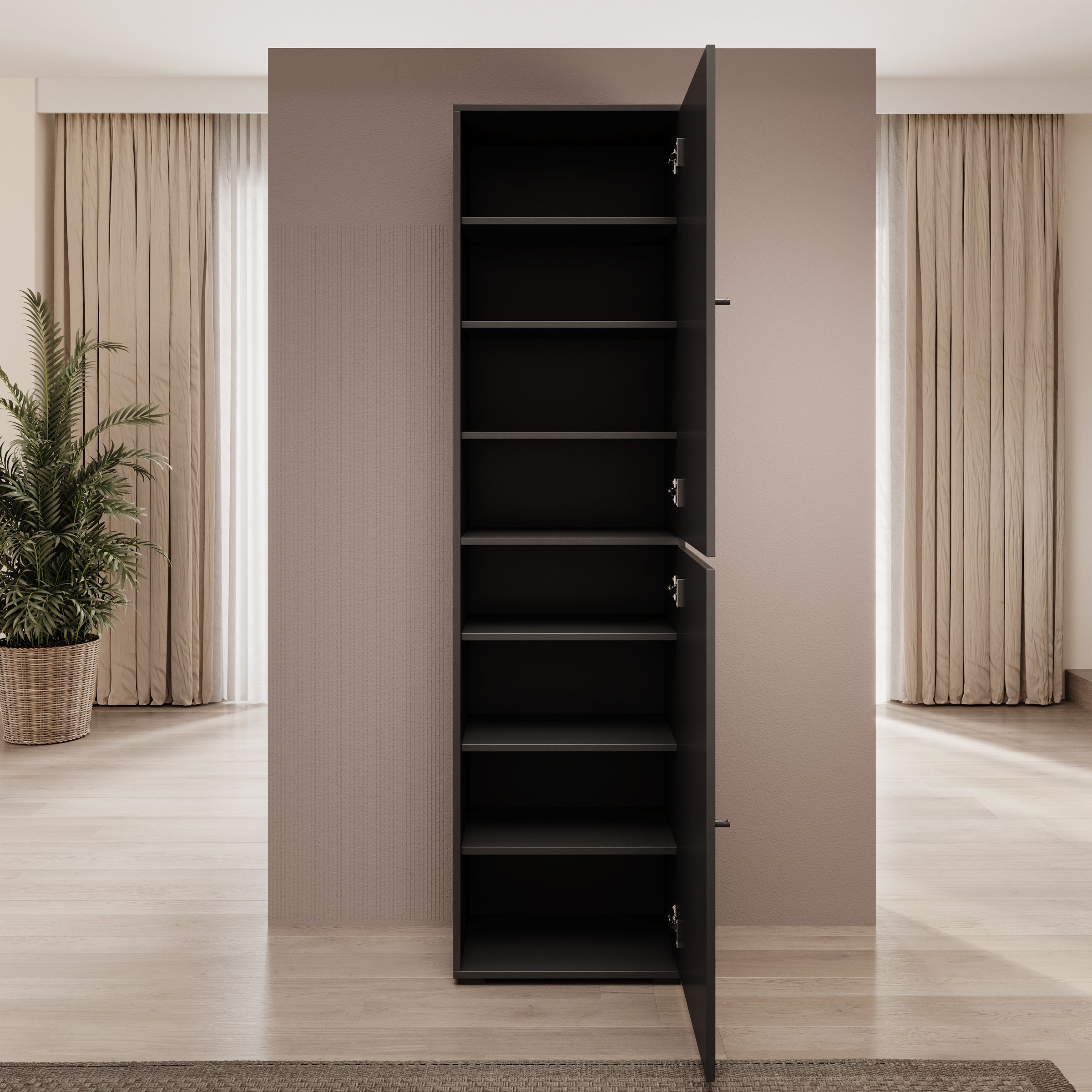 Deacon - Schoenenkast - Zwart - 50x33x190 cm