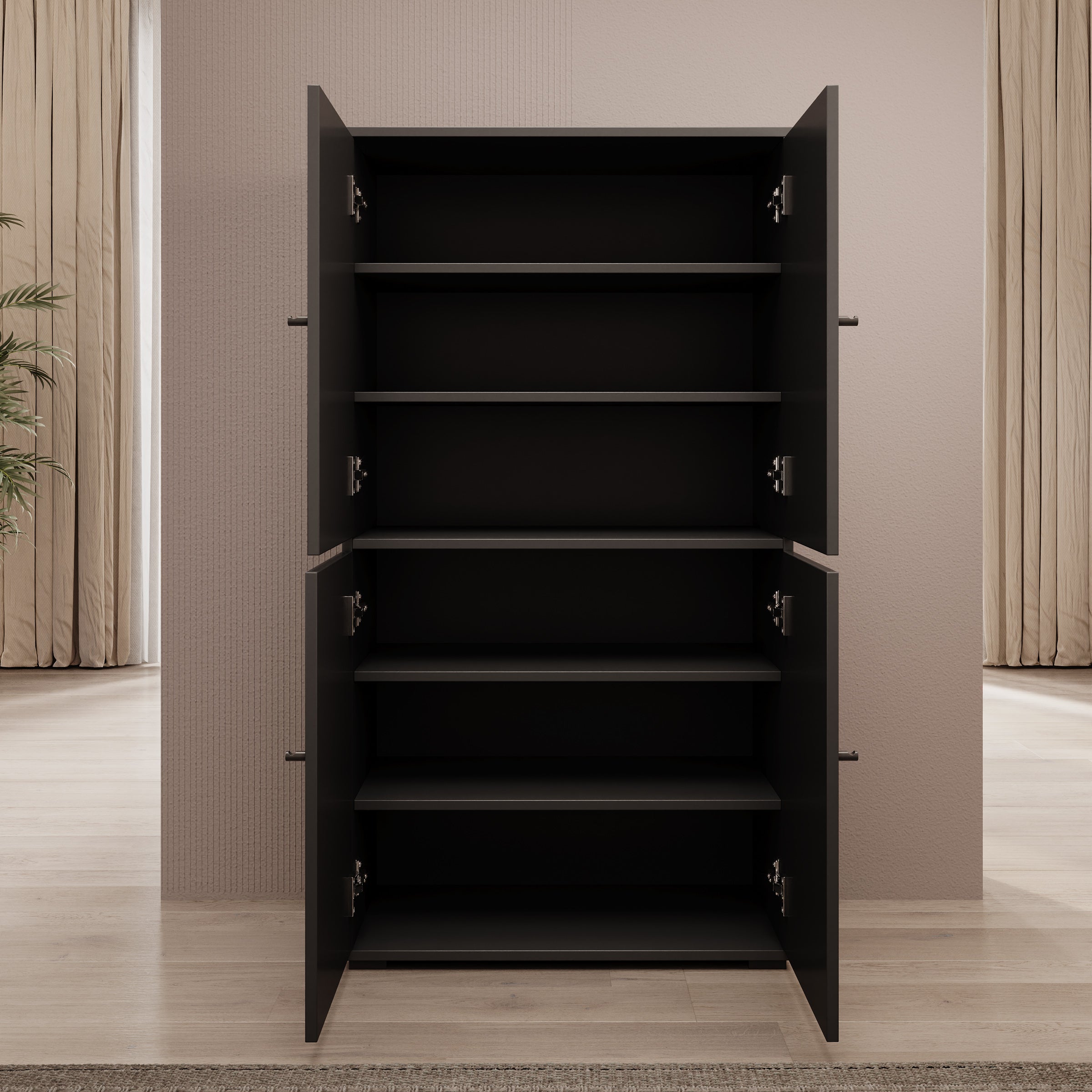 Deacon - Schoenenkast - Zwart - 70x33x131 cm