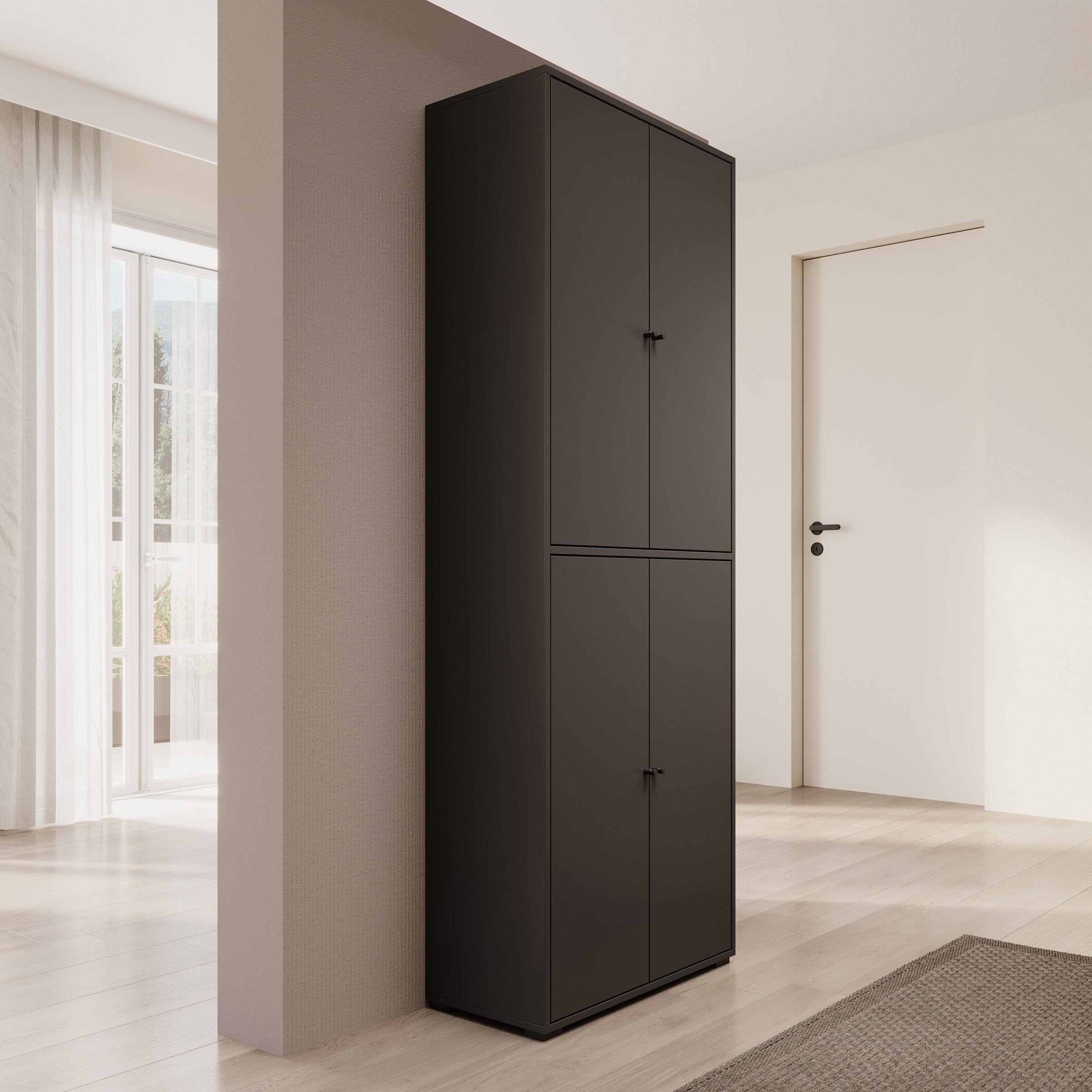 Deacon - Schoenenkast - Zwart - 70x33x190 cm
