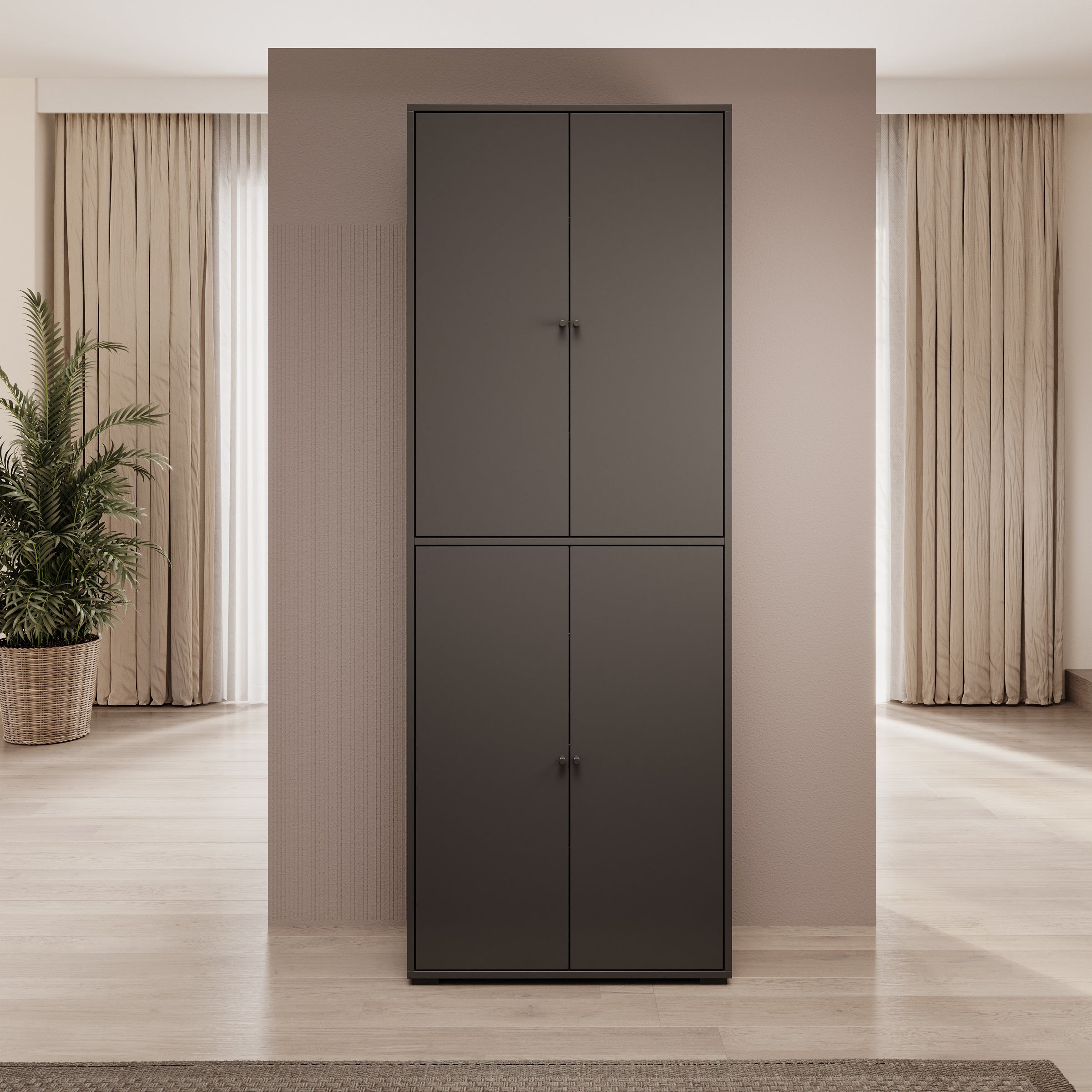 Deacon - Schoenenkast - Zwart - 70x33x190 cm