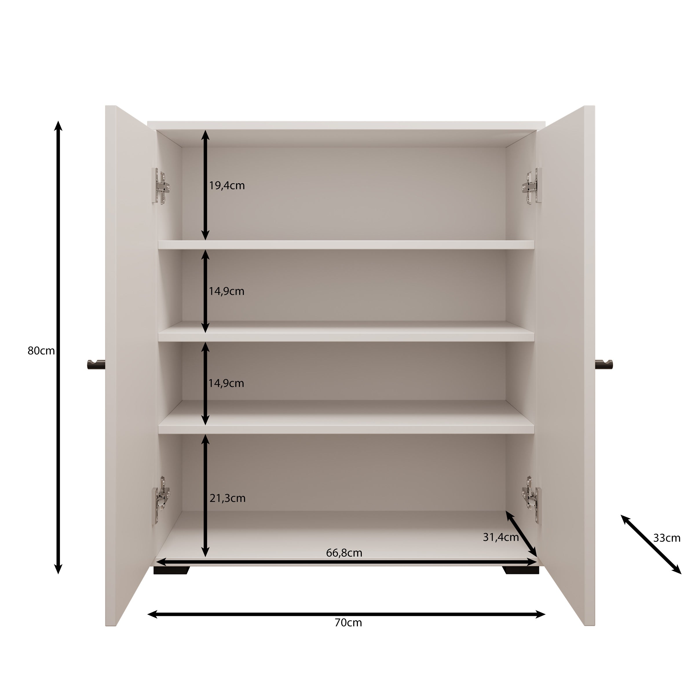 Deacon - Schoenenkast - Zwart - 70x33x78 cm