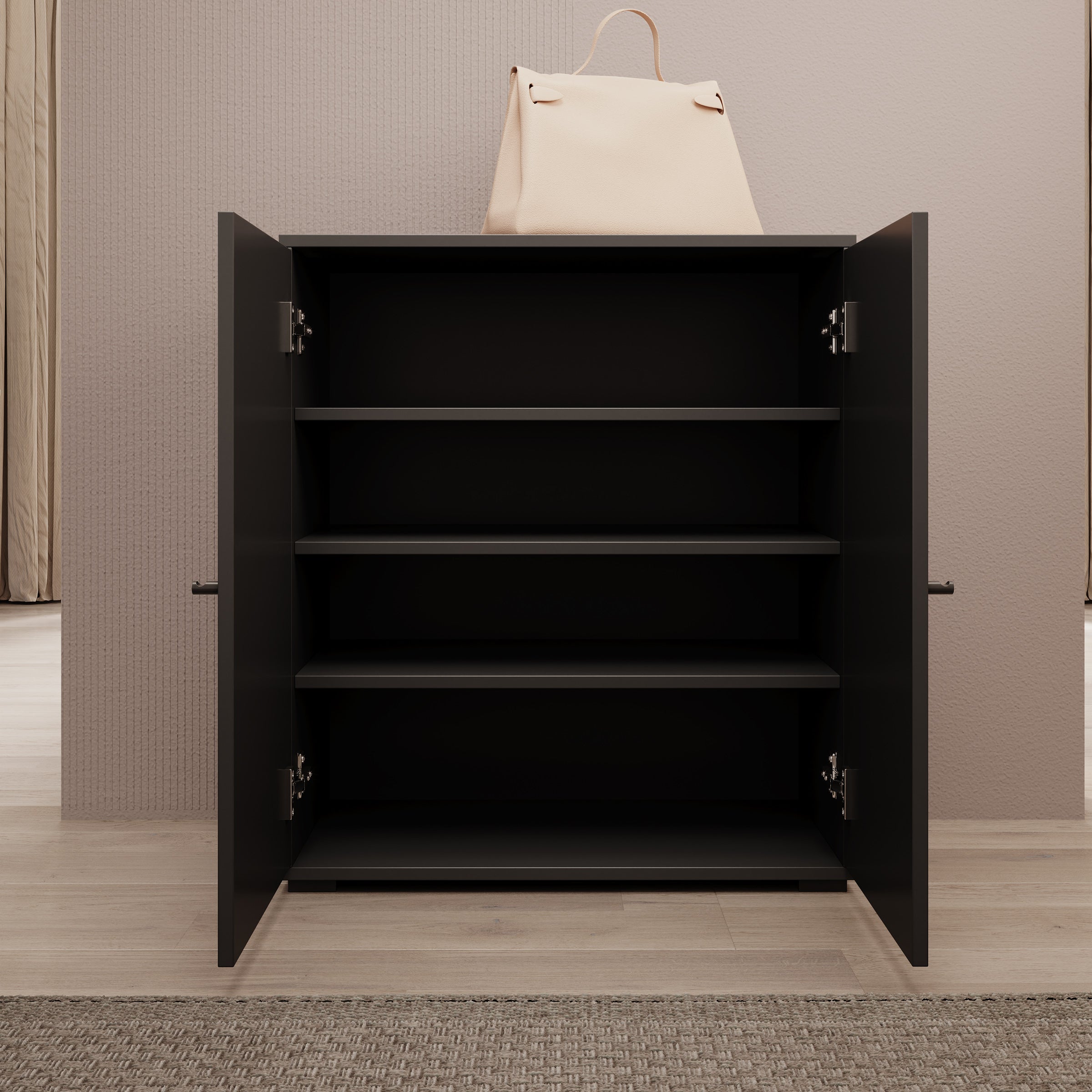 Deacon - Schoenenkast - Zwart - 70x33x78 cm