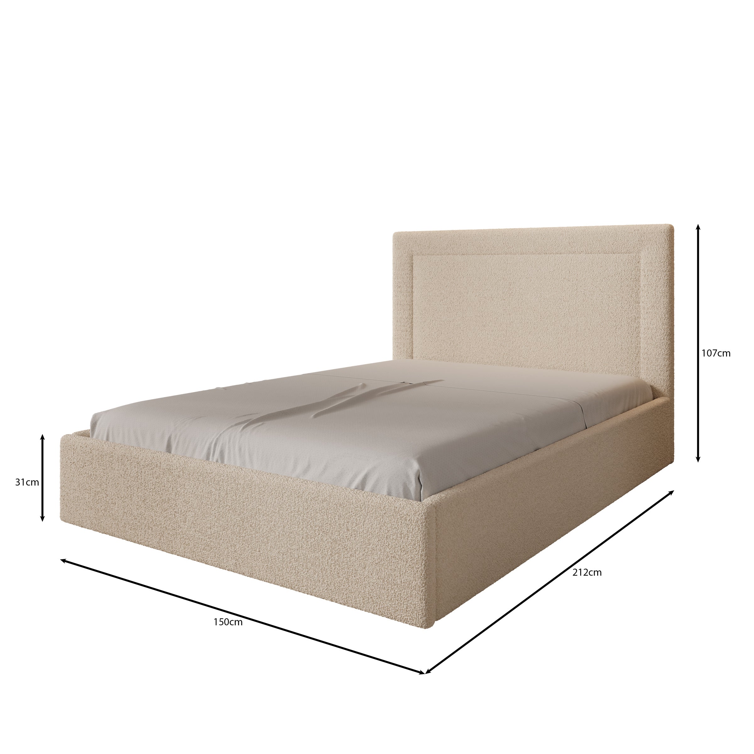 Dejada - Tweepersoonsbed - Beige teddystof - 140x200 cm