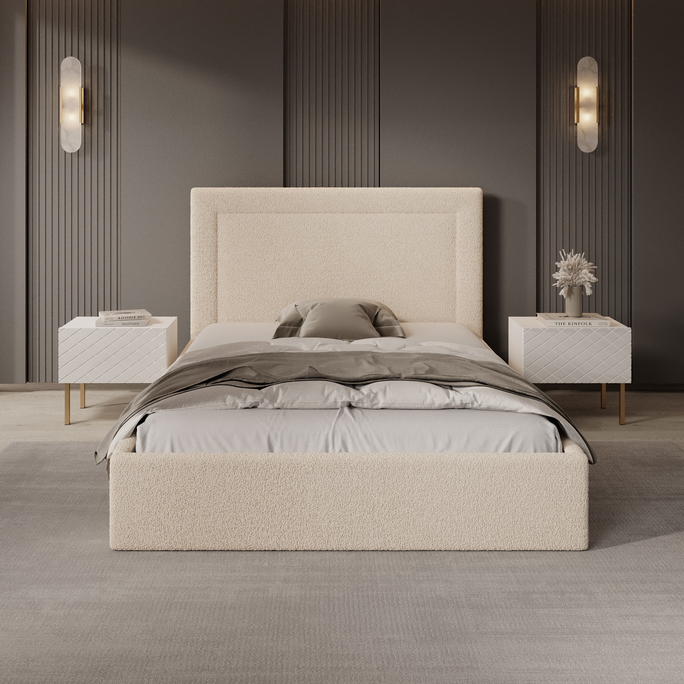 Dejada - Tweepersoonsbed - Beige teddystof - 140x200 cm