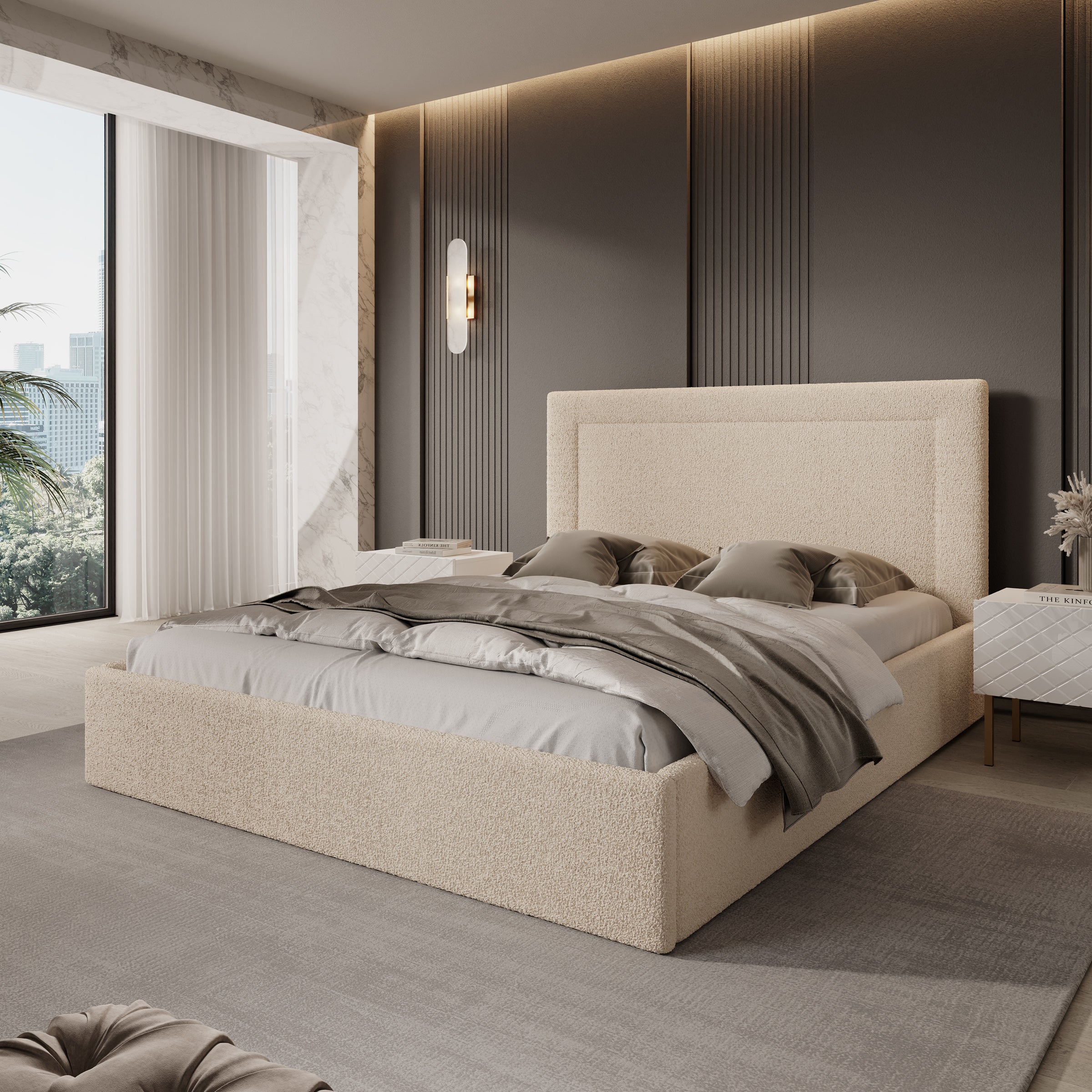 Dejada - Tweepersoonsbed - Beige teddystof - 160x200 cm