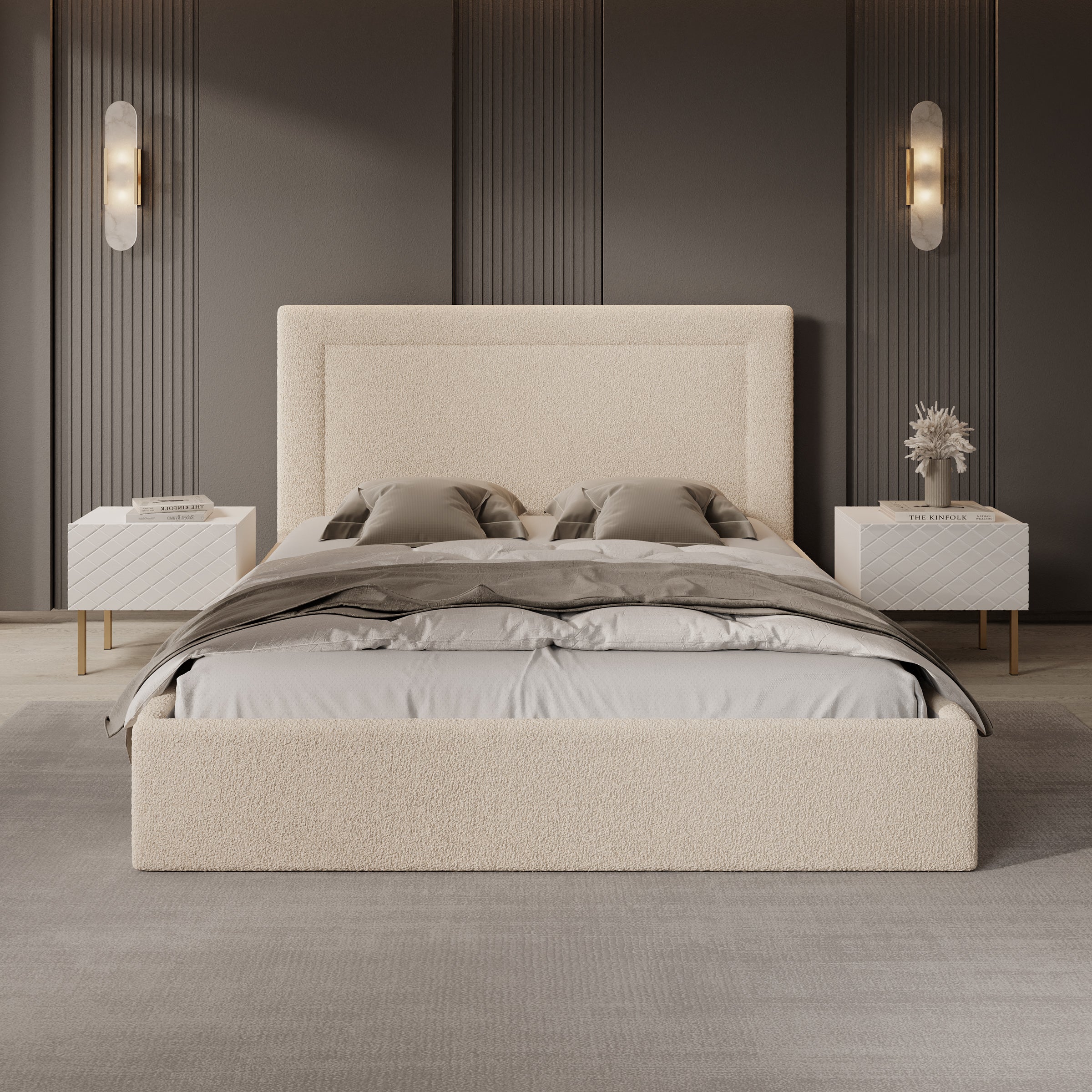 Dejada - Tweepersoonsbed - Beige teddystof - 160x200 cm