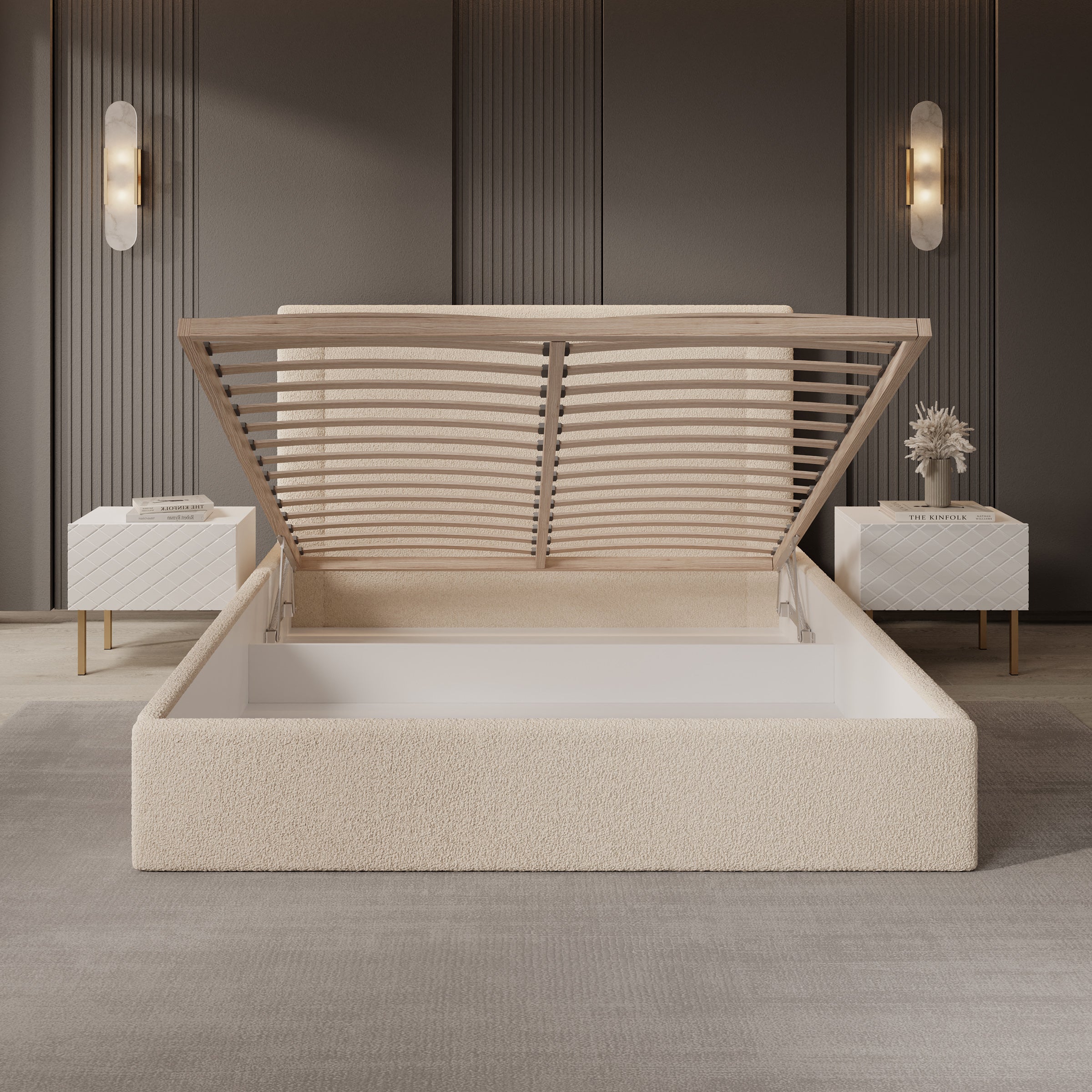 Dejada - Tweepersoonsbed - Beige teddystof - 160x200 cm