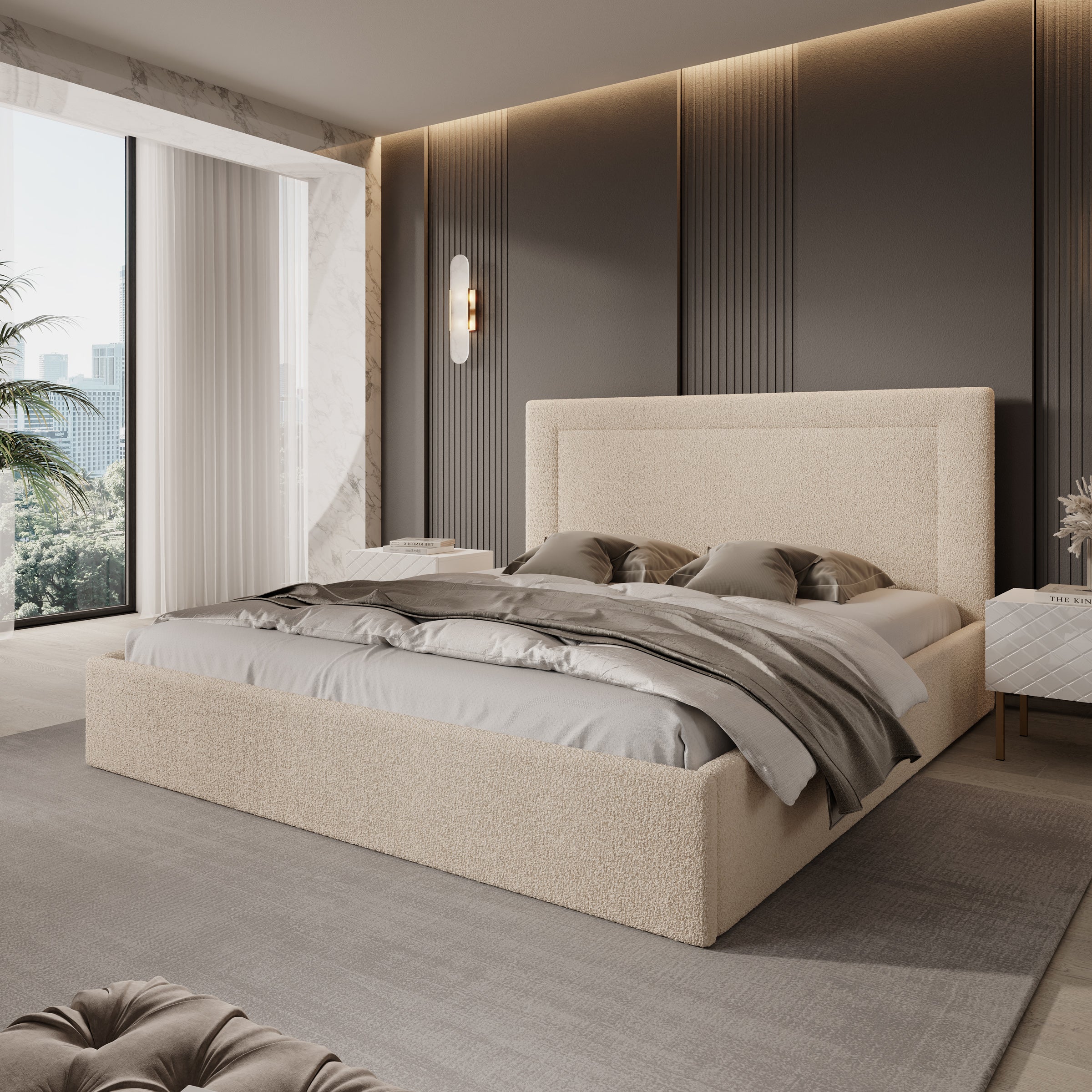 Dejada - Tweepersoonsbed - Beige teddystof - 180x200 cm