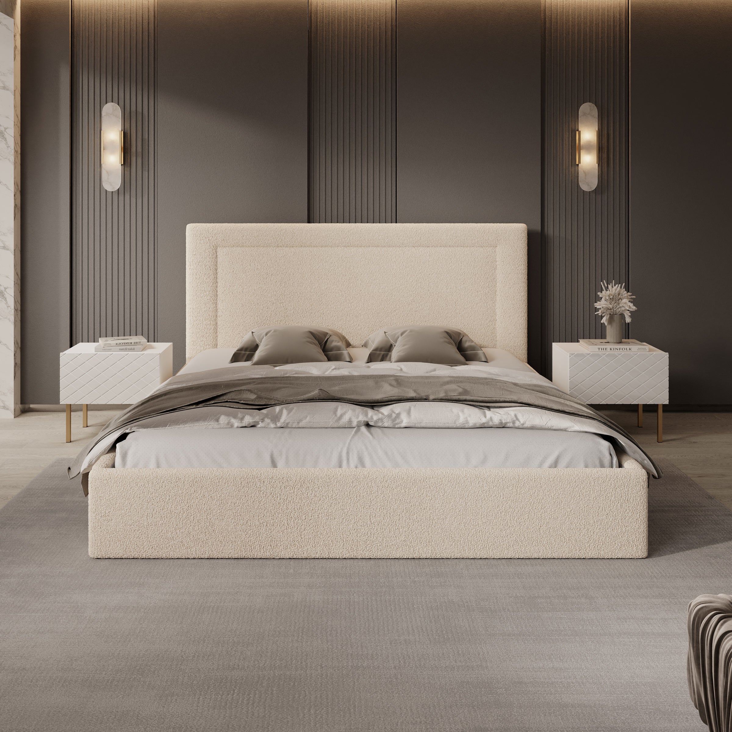 Dejada - Tweepersoonsbed - Beige teddystof - 180x200 cm