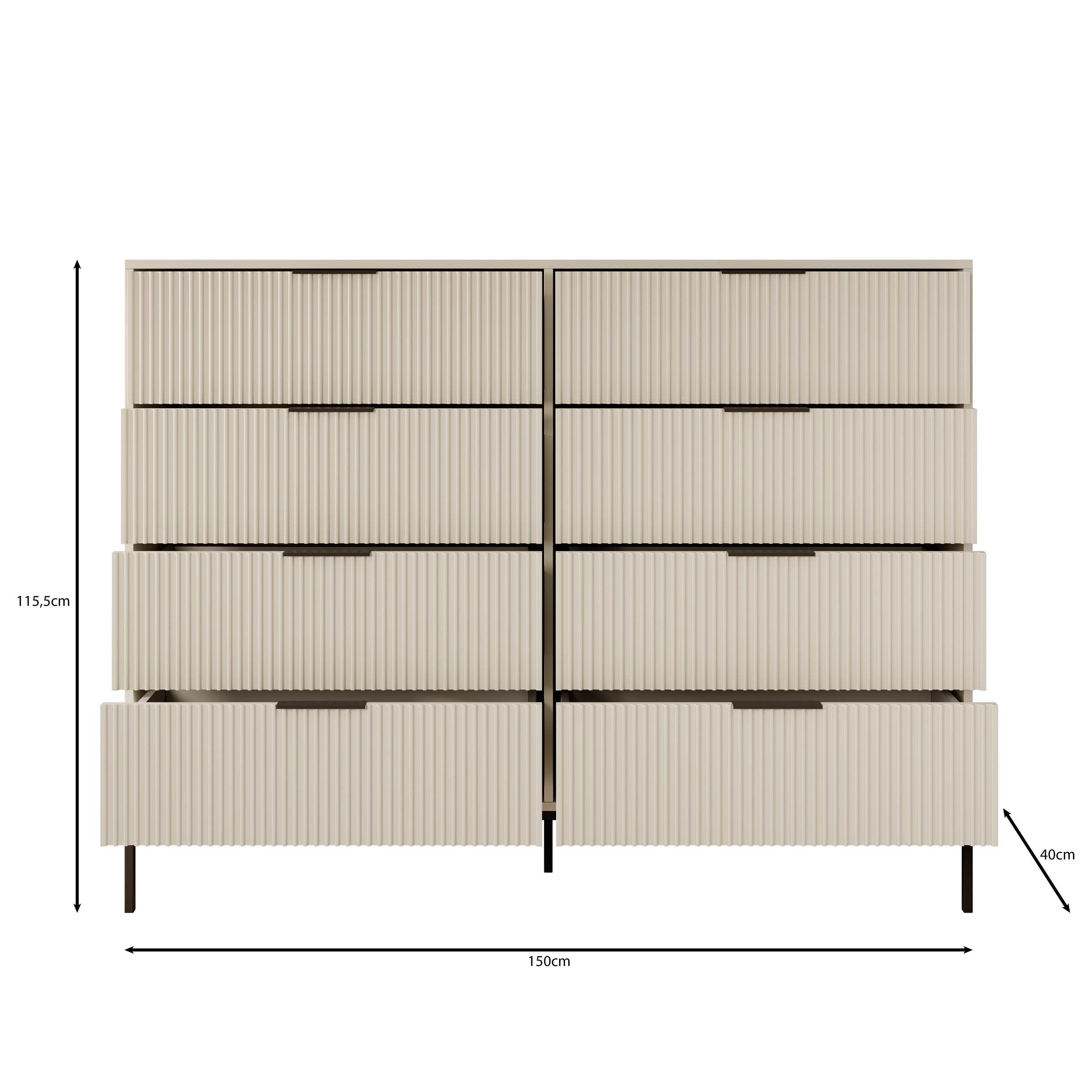 Delaware - Ladekast 8 lades - Beige - 150x92x40 cm